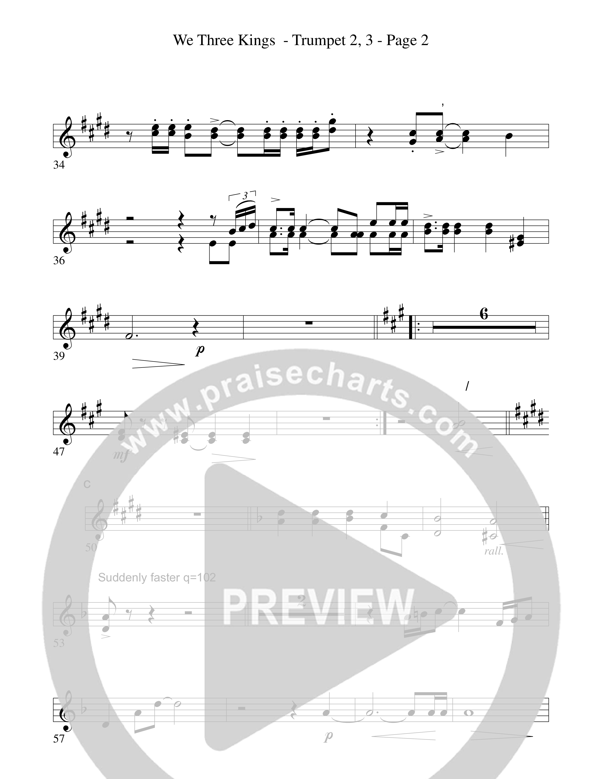 We Three Kings Trumpet 2/3 (Word Music Choral / Arr. David Hamilton)