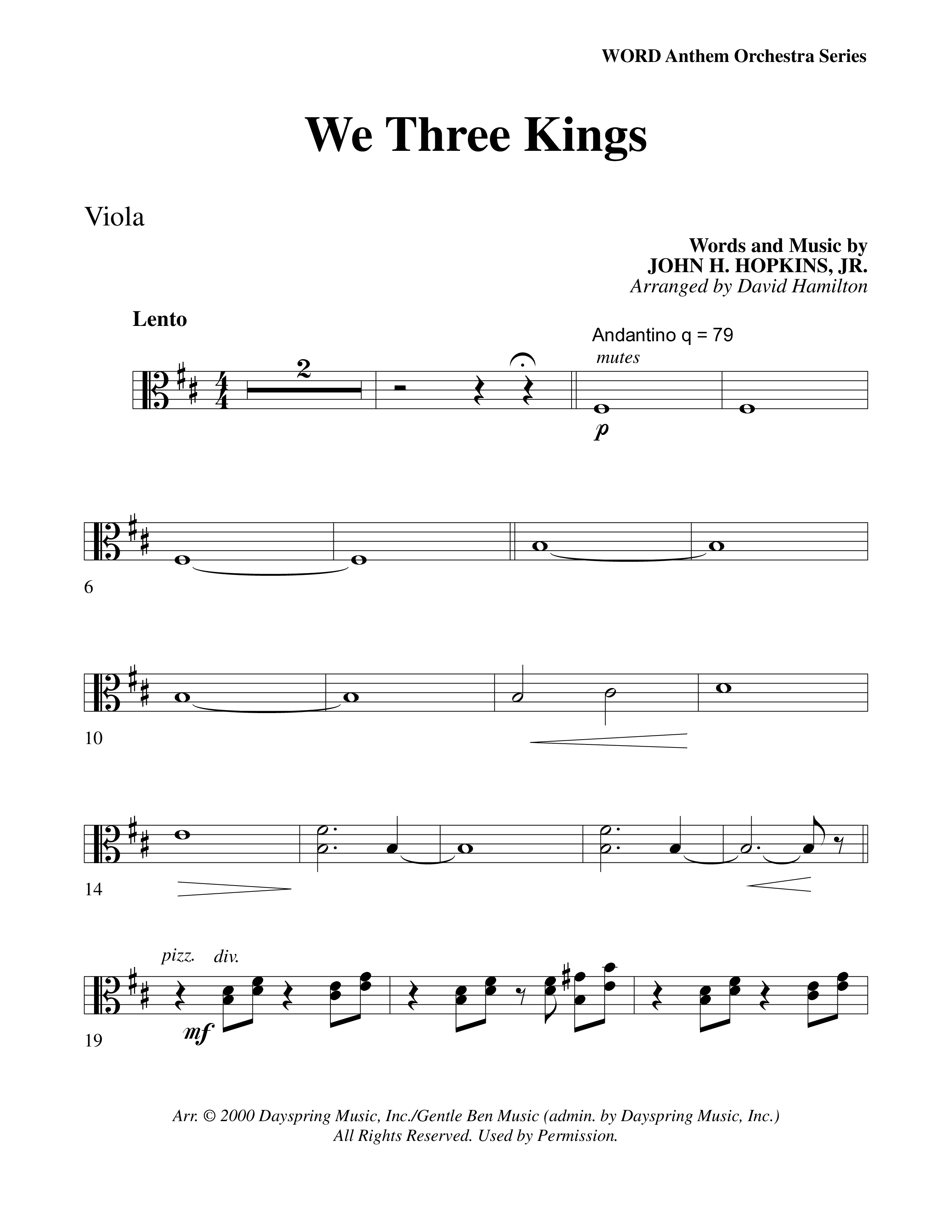We Three Kings Viola (Word Music Choral / Arr. David Hamilton)