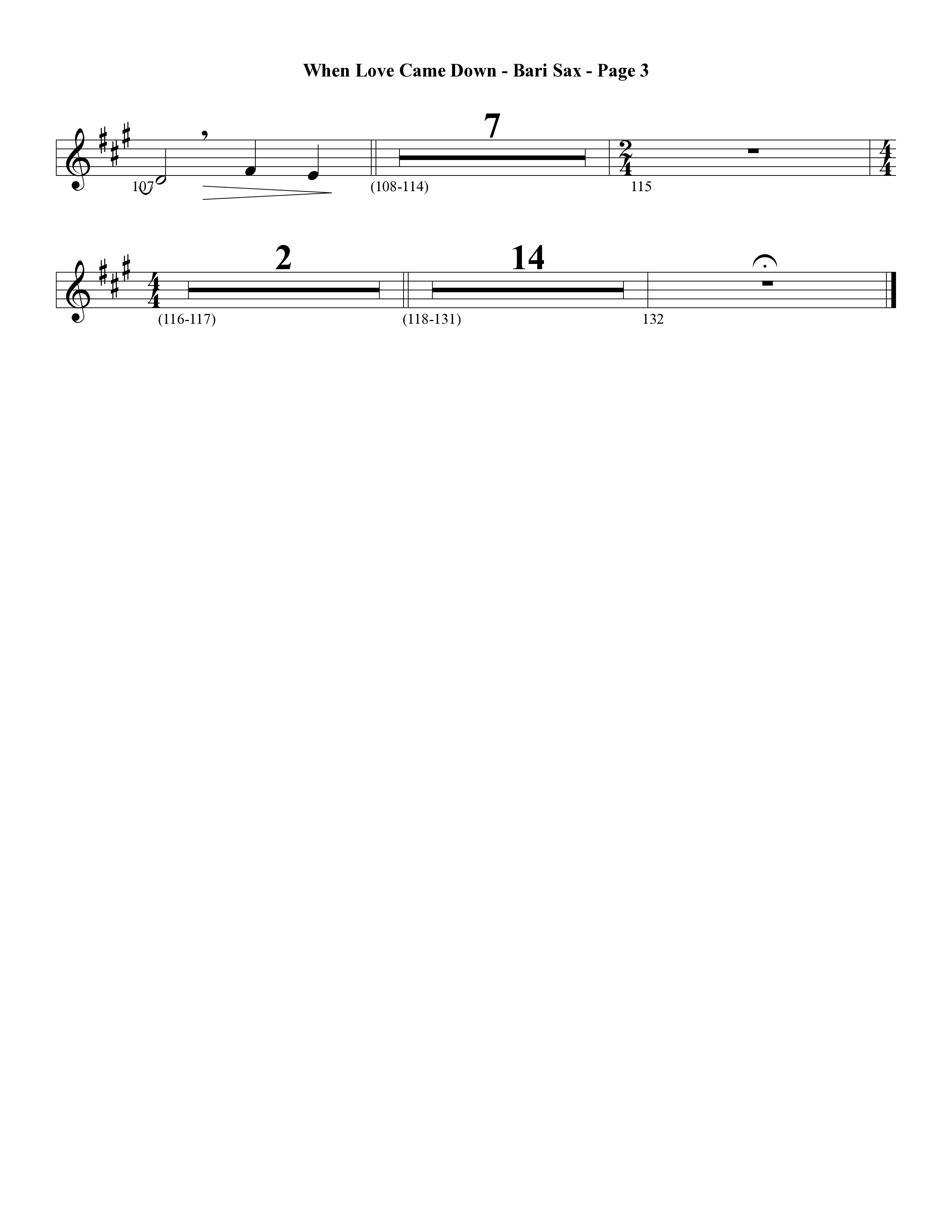 When Love Came Down (Choral Anthem SATB) Bari Sax (Word Music Choral / Arr. Lari Goss)