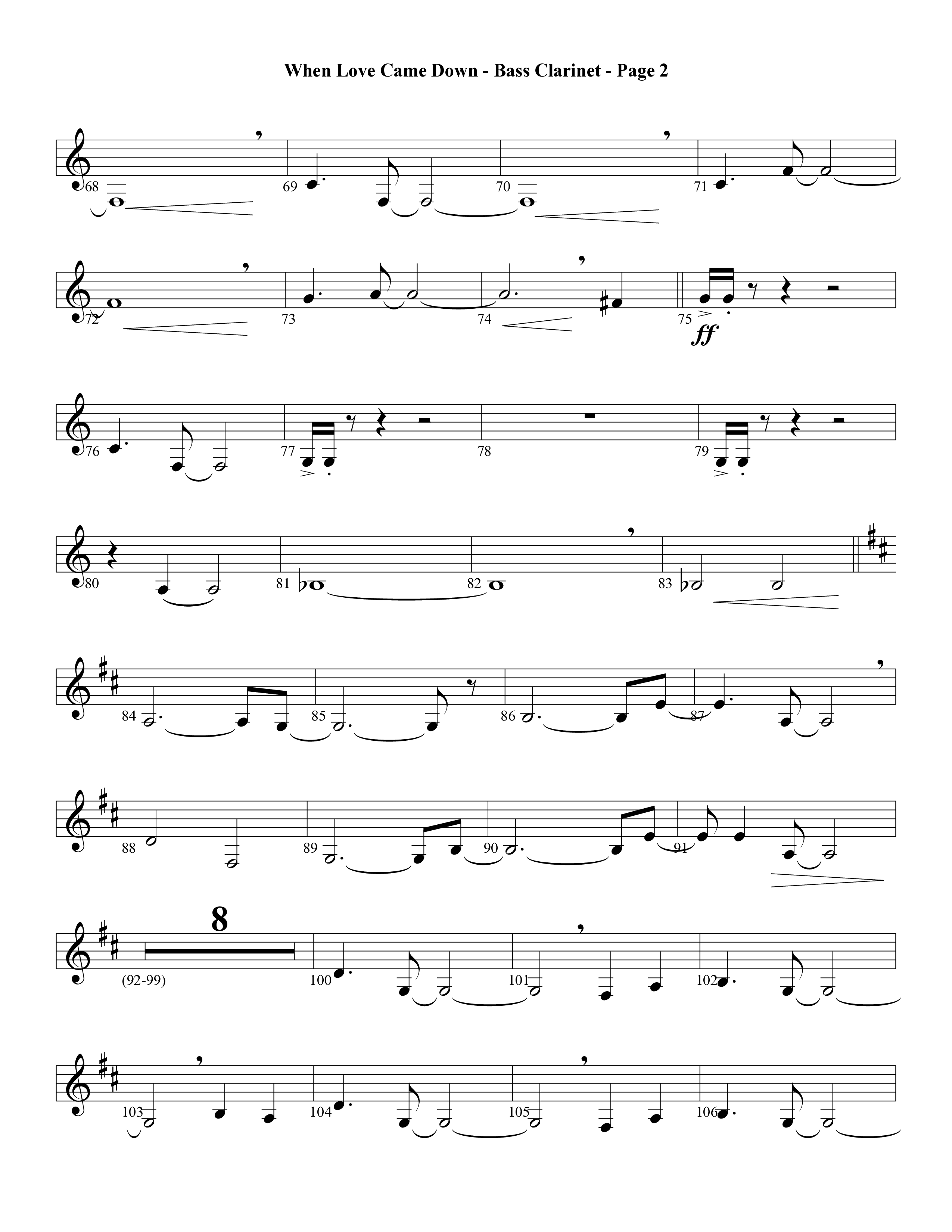 When Love Came Down (Choral Anthem SATB) Bass Clarinet (Word Music Choral / Arr. Lari Goss)