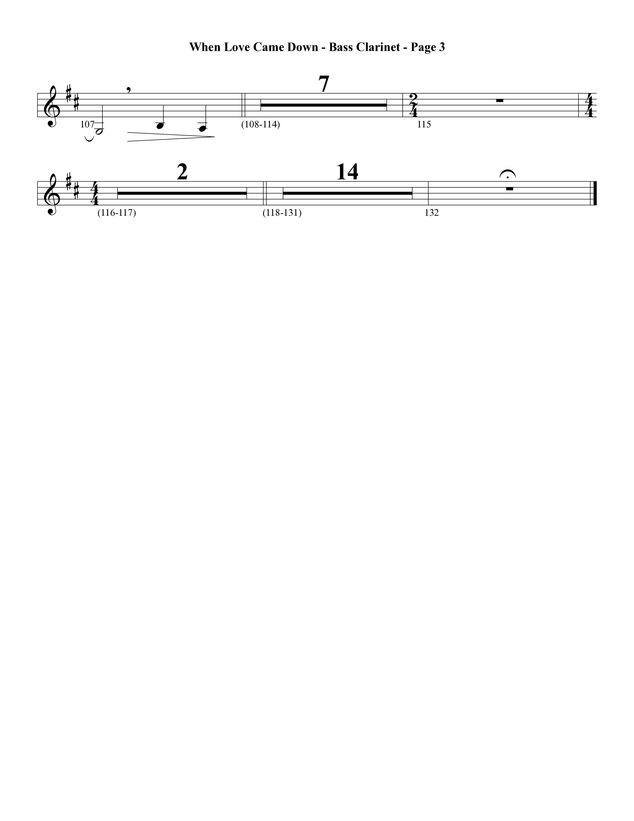 When Love Came Down (Choral Anthem SATB) Bass Clarinet (Word Music Choral / Arr. Lari Goss)