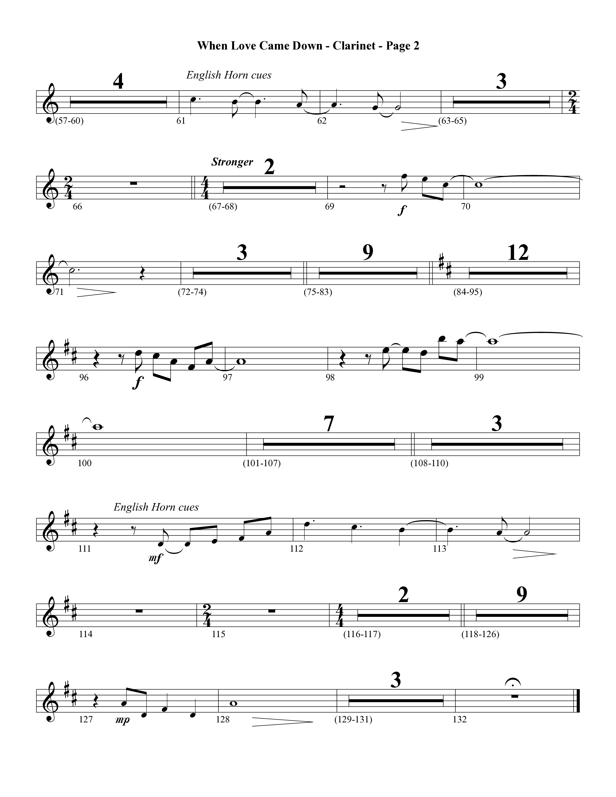 When Love Came Down (Choral Anthem SATB) Clarinet (Word Music Choral / Arr. Lari Goss)