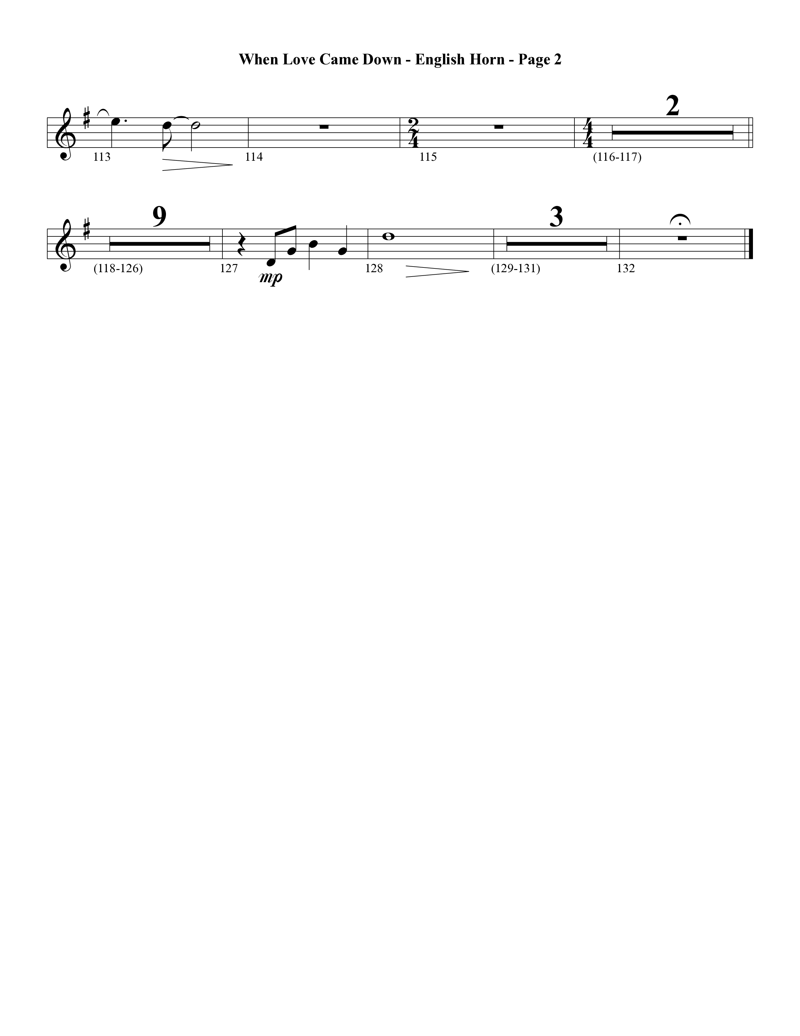 When Love Came Down (Choral Anthem SATB) English Horn (Word Music Choral / Arr. Lari Goss)