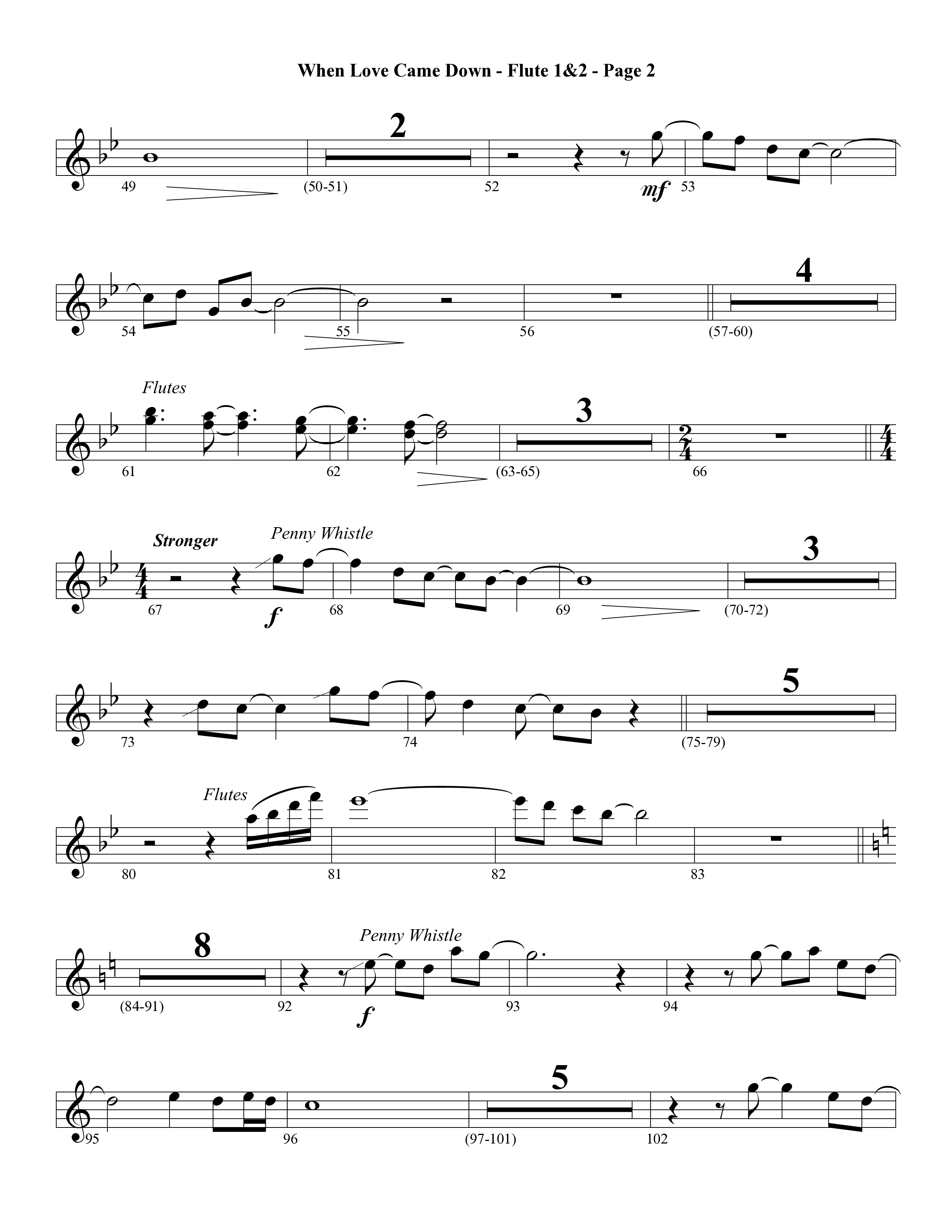 When Love Came Down (Choral Anthem SATB) Flute 1/2 (Word Music Choral / Arr. Lari Goss)