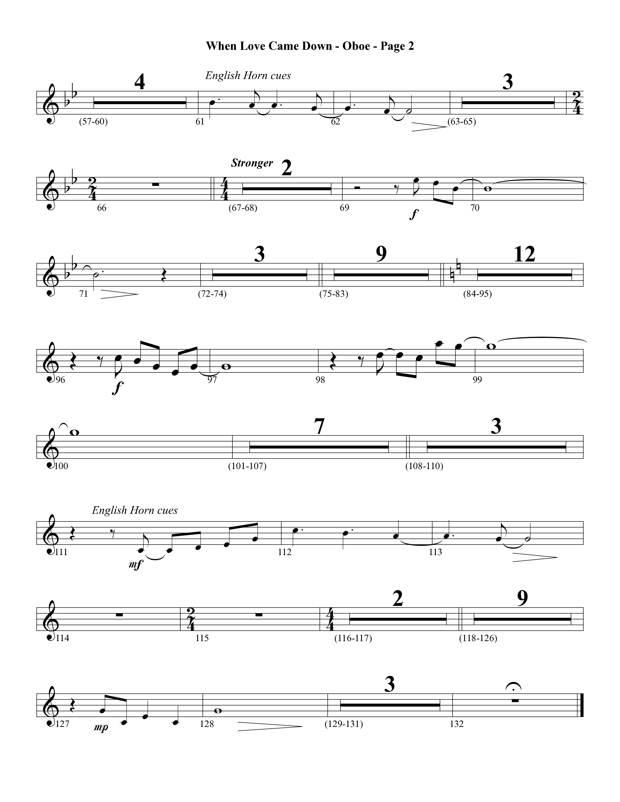 When Love Came Down (Choral Anthem SATB) Oboe (Word Music Choral / Arr. Lari Goss)