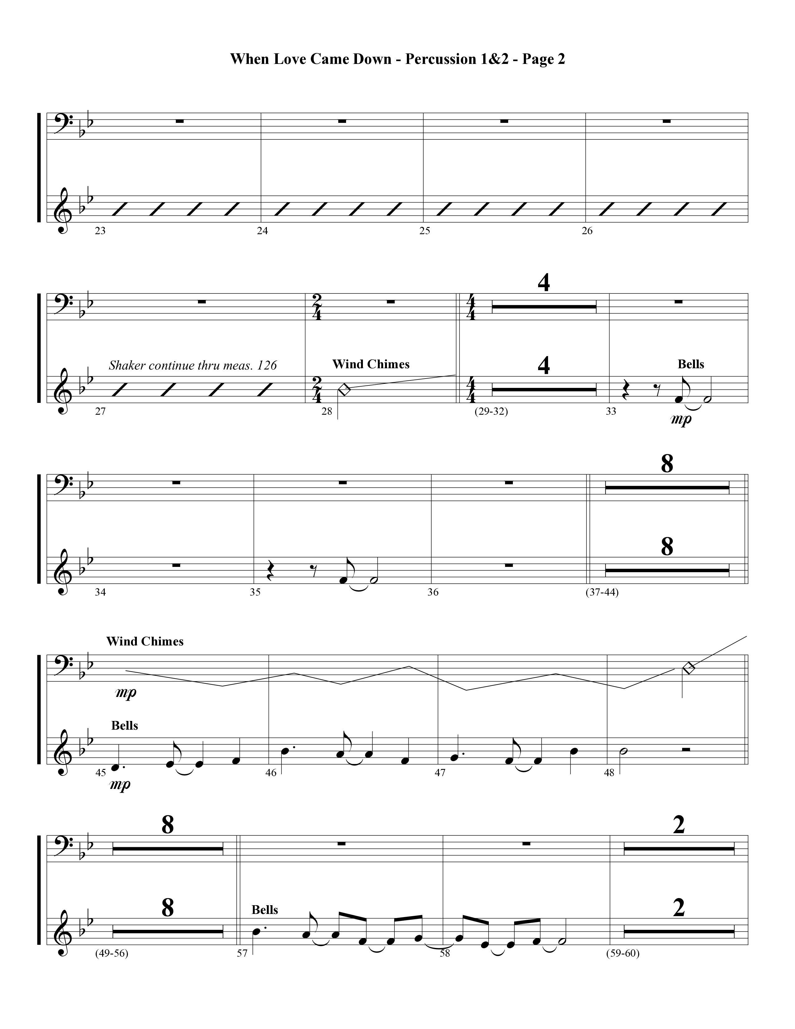 When Love Came Down (Choral Anthem SATB) Percussion 1/2 (Word Music Choral / Arr. Lari Goss)