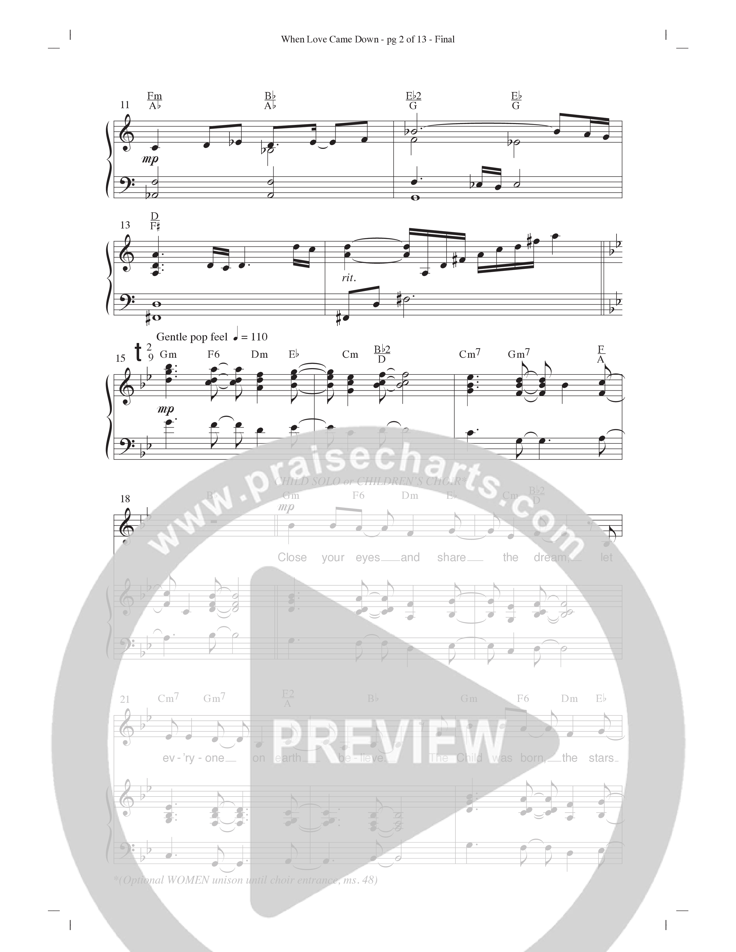 When Love Came Down (Choral Anthem SATB) Anthem (SATB/Piano) (Word Music Choral / Arr. Lari Goss)