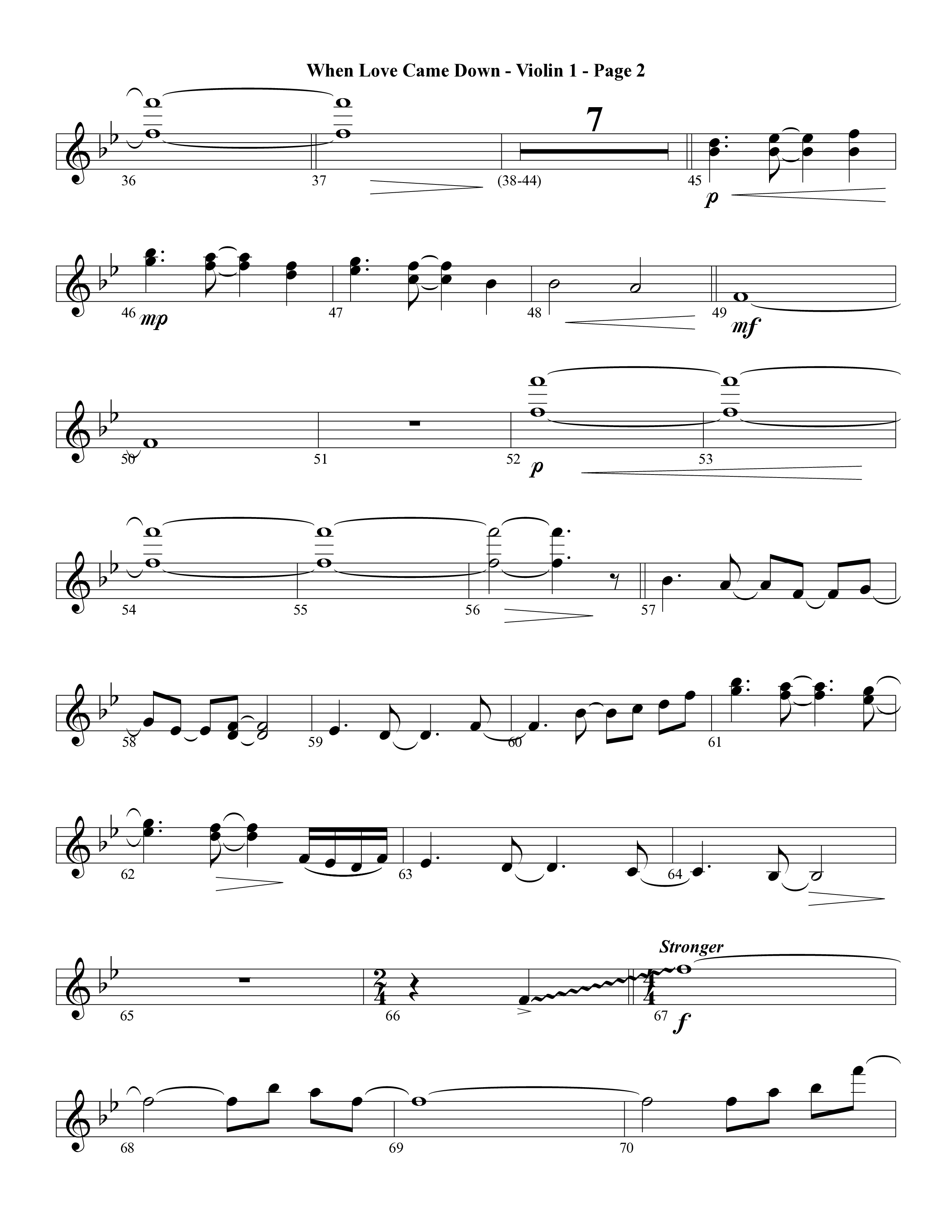 When Love Came Down (Choral Anthem SATB) Violin 1 (Word Music Choral / Arr. Lari Goss)