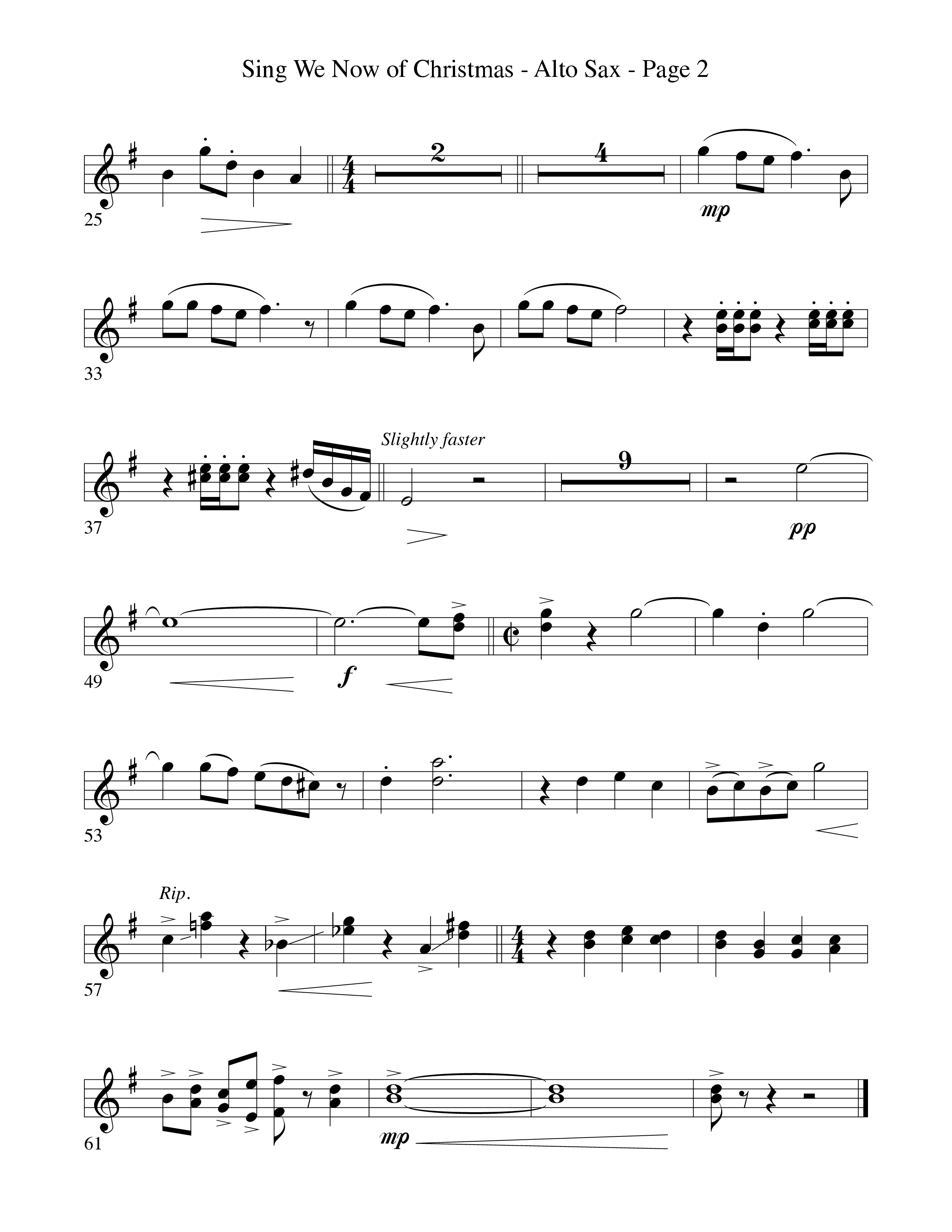 Sing We Now Of Christmas (Instrumental) Alto Sax (Word Music Choral / Arr. David Hamilton)