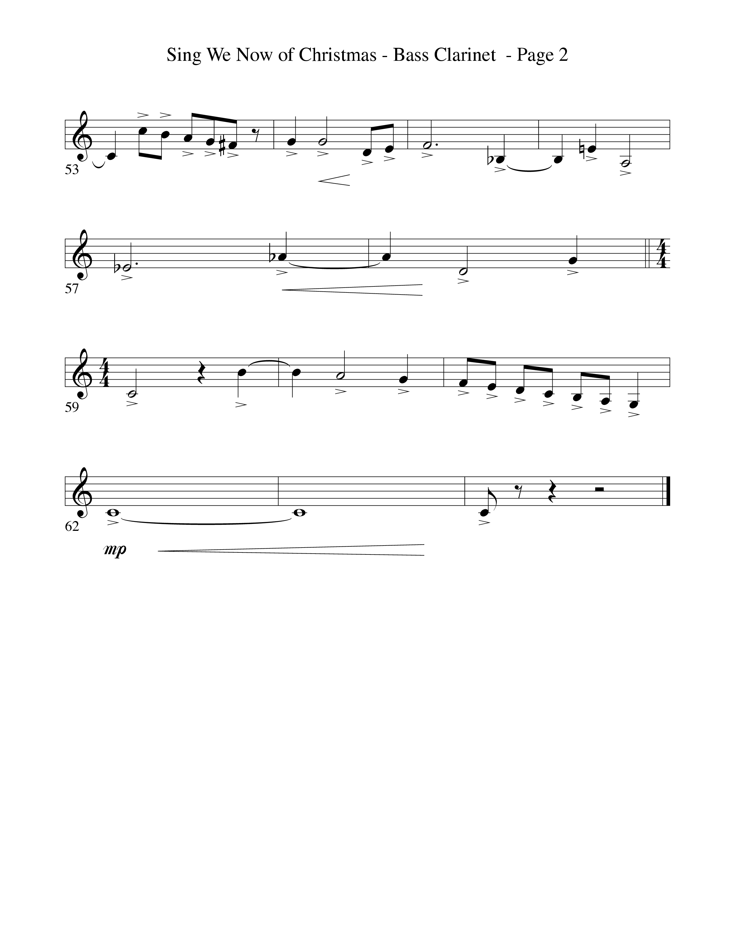 Sing We Now Of Christmas (Instrumental) Bass Clarinet (Word Music Choral / Arr. David Hamilton)