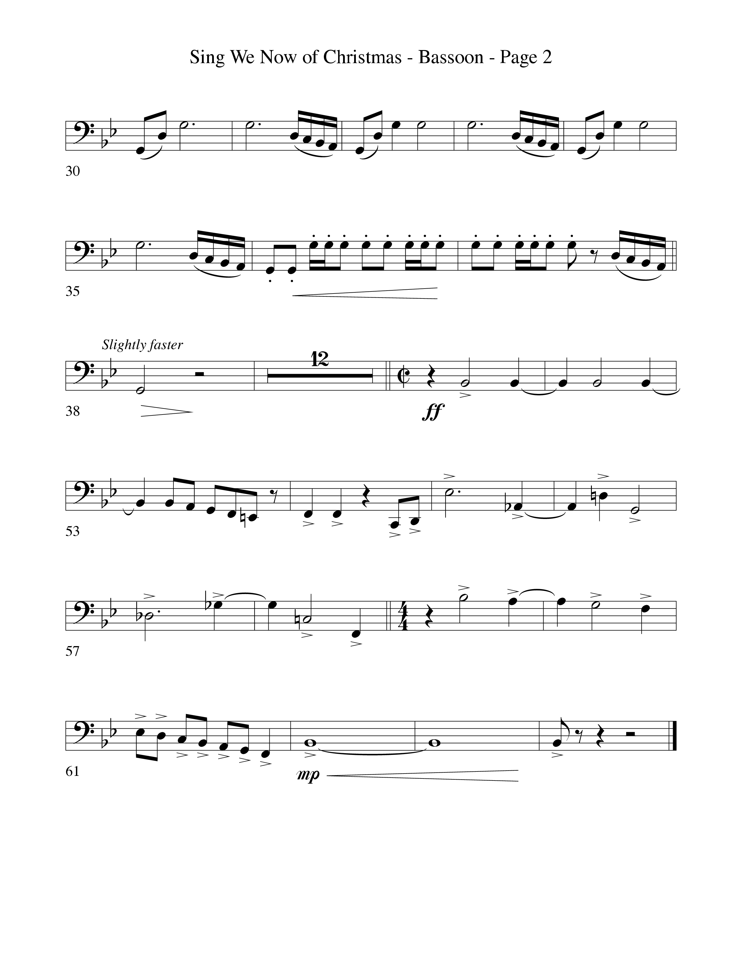 Sing We Now Of Christmas (Instrumental) Bassoon (Word Music Choral / Arr. David Hamilton)