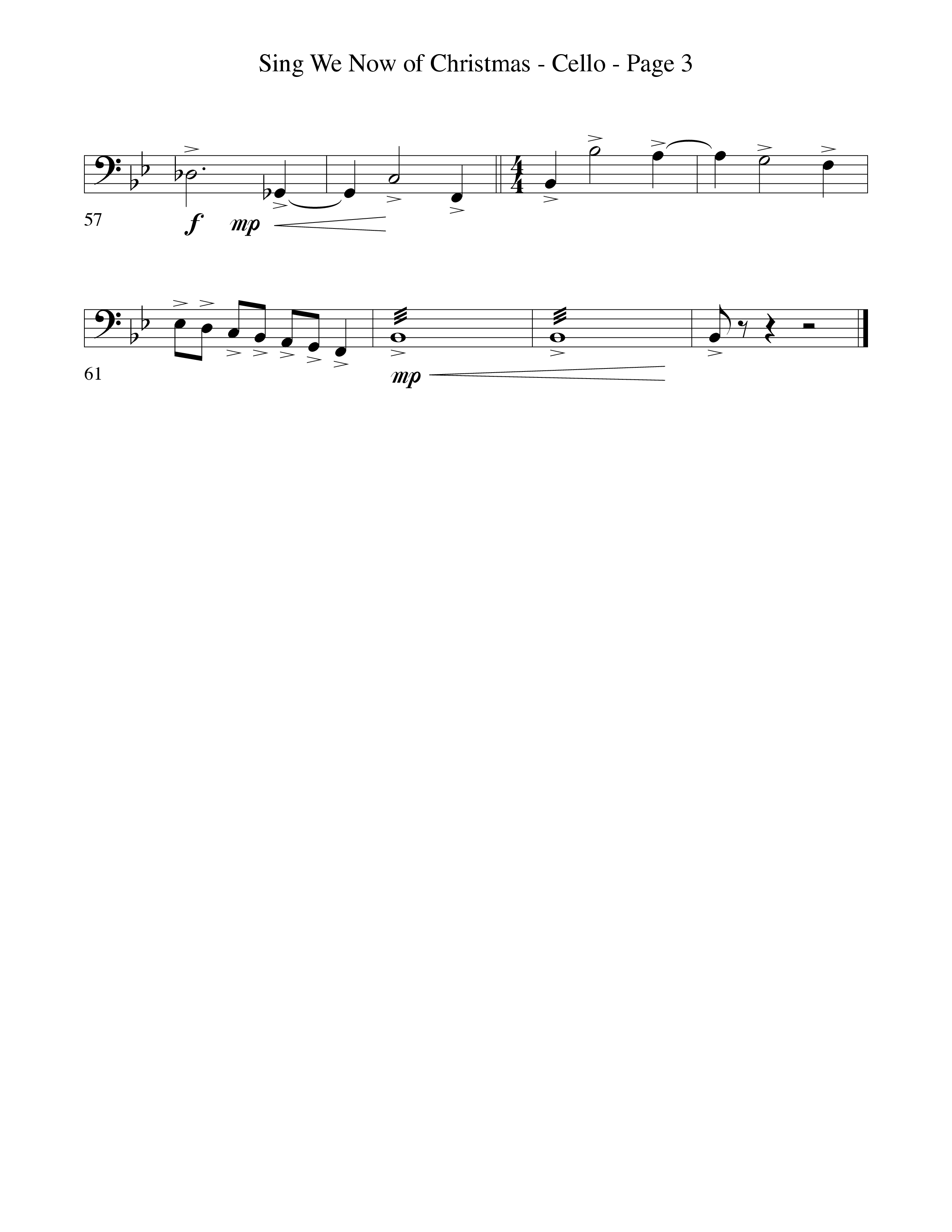 Sing We Now Of Christmas (Instrumental) Cello (Word Music Choral / Arr. David Hamilton)