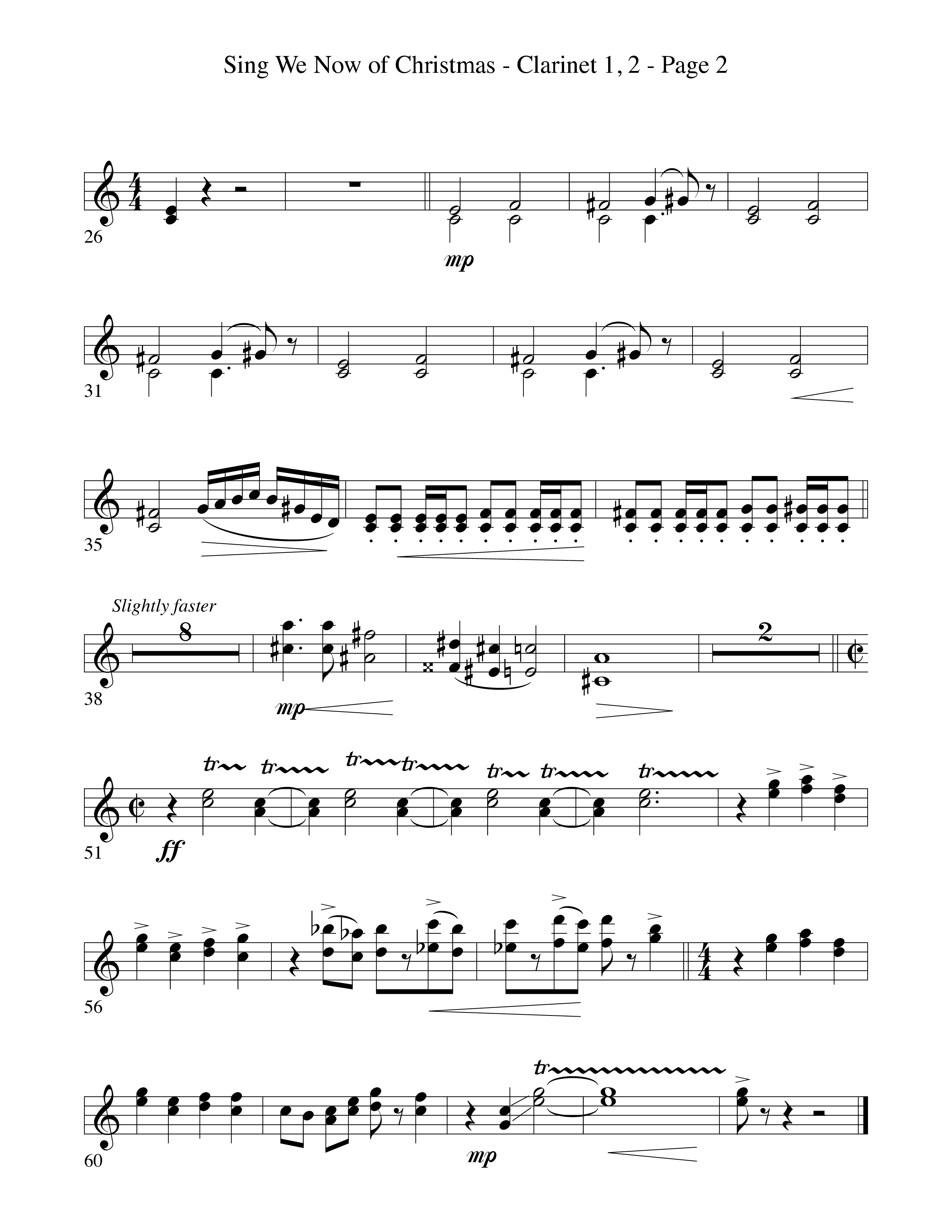 Sing We Now Of Christmas (Instrumental) Clarinet 1/2 (Word Music Choral / Arr. David Hamilton)