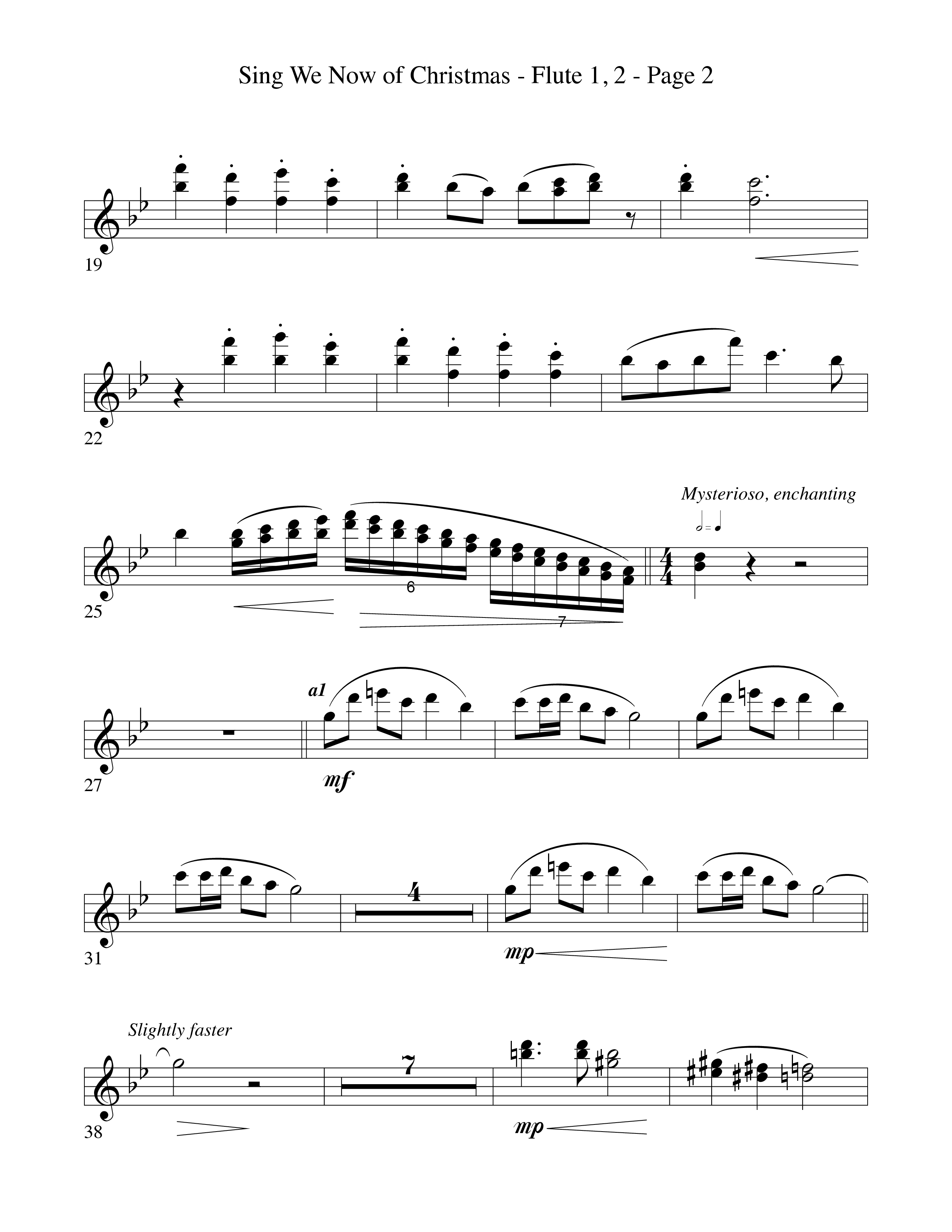 Sing We Now Of Christmas (Instrumental) Flute 1/2 (Word Music Choral / Arr. David Hamilton)