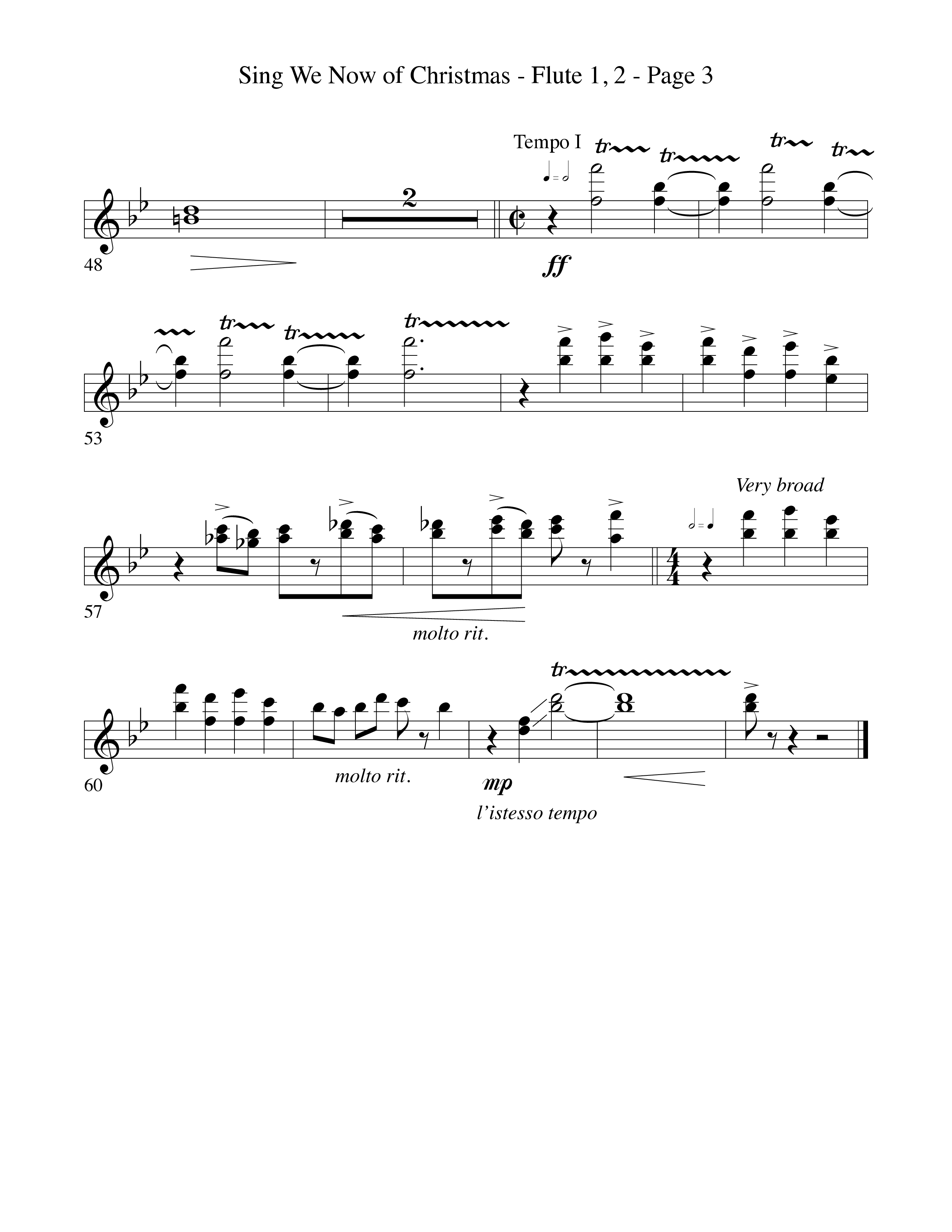 Sing We Now Of Christmas (Instrumental) Flute 1/2 (Word Music Choral / Arr. David Hamilton)
