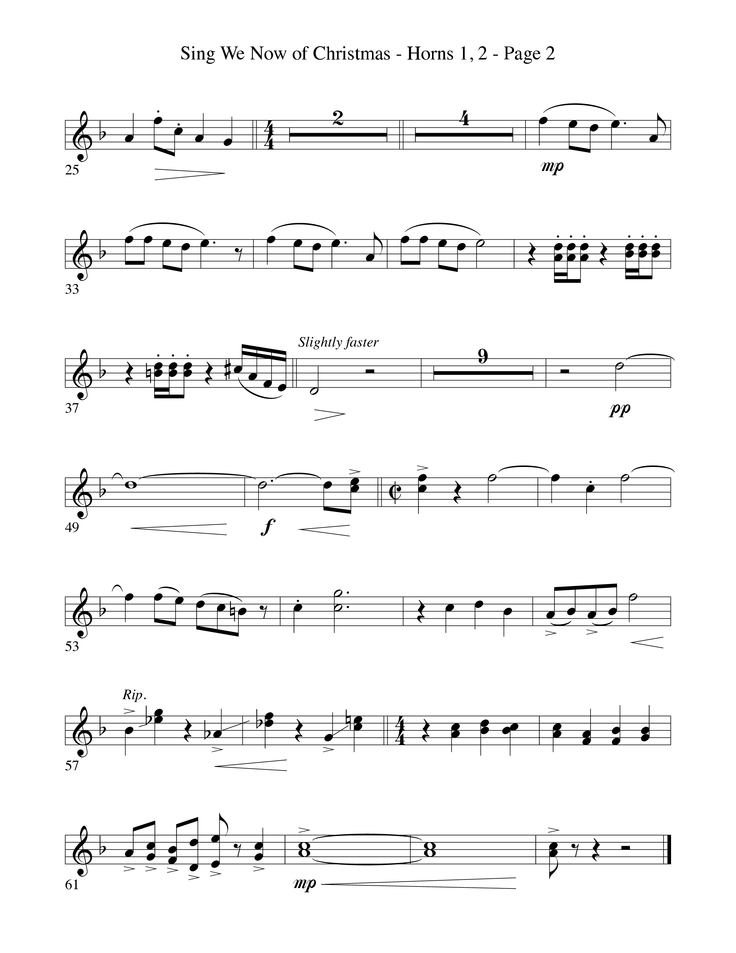 Sing We Now Of Christmas (Instrumental) French Horn 1/2 (Word Music Choral / Arr. David Hamilton)