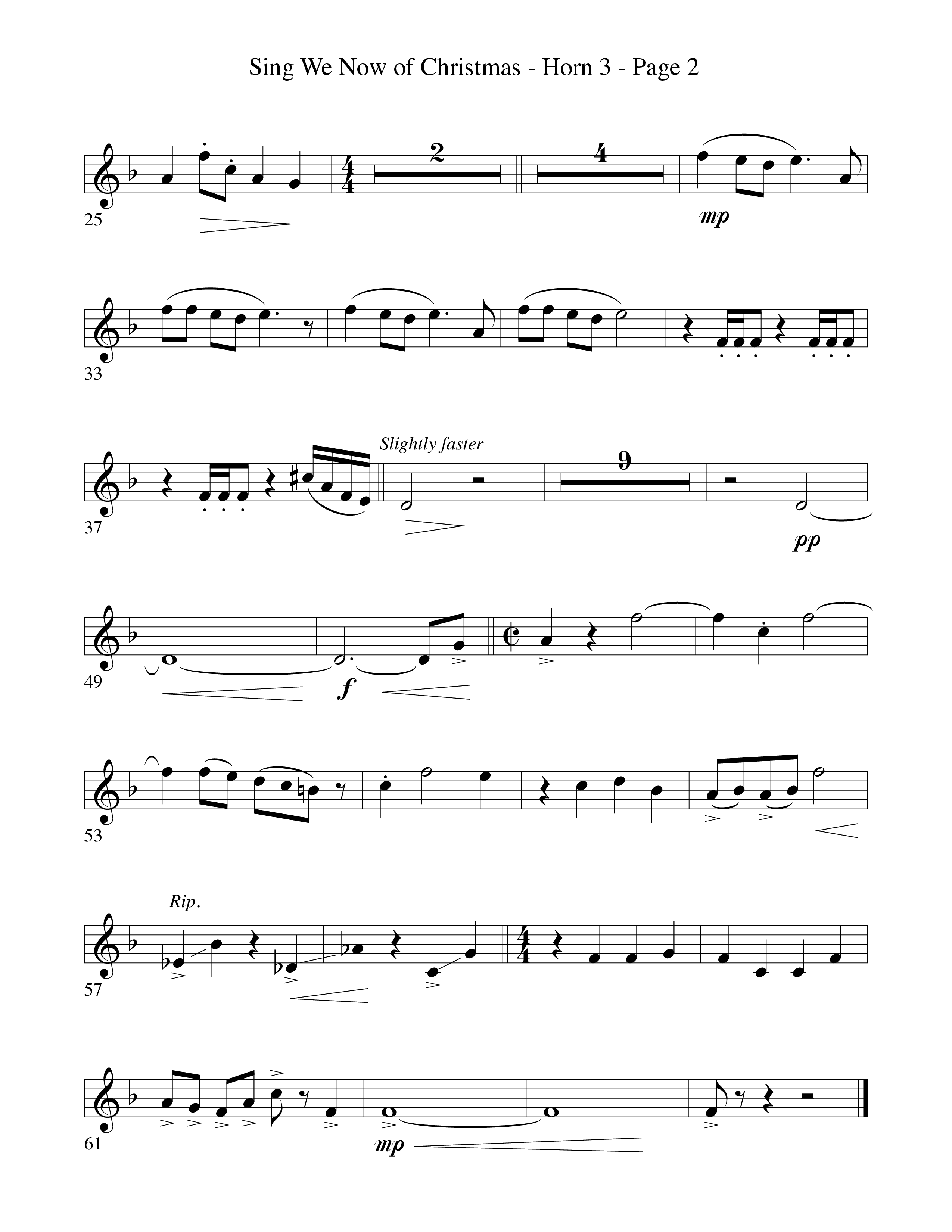 Sing We Now Of Christmas (Instrumental) French Horn 3 (Word Music Choral / Arr. David Hamilton)