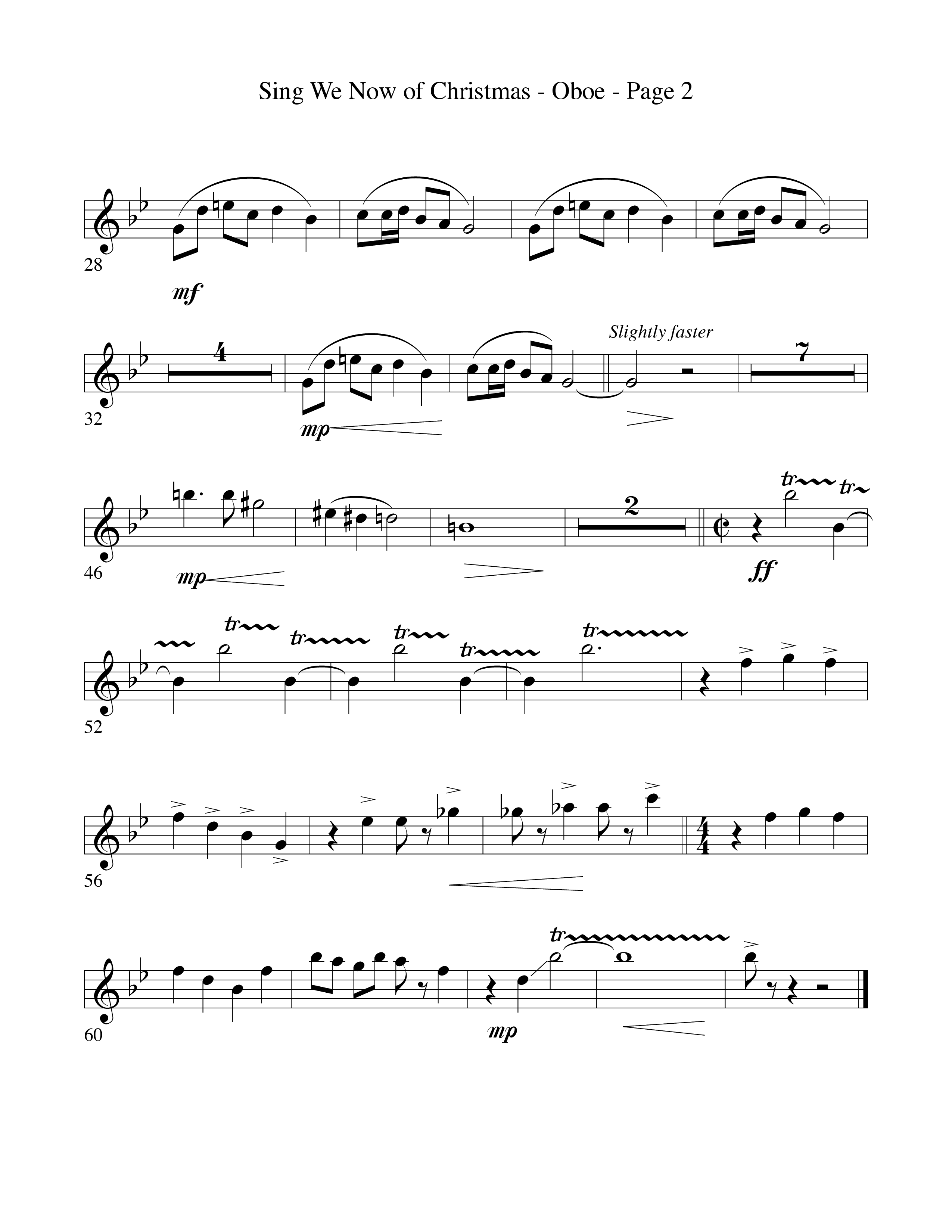 Sing We Now Of Christmas (Instrumental) Oboe (Word Music Choral / Arr. David Hamilton)