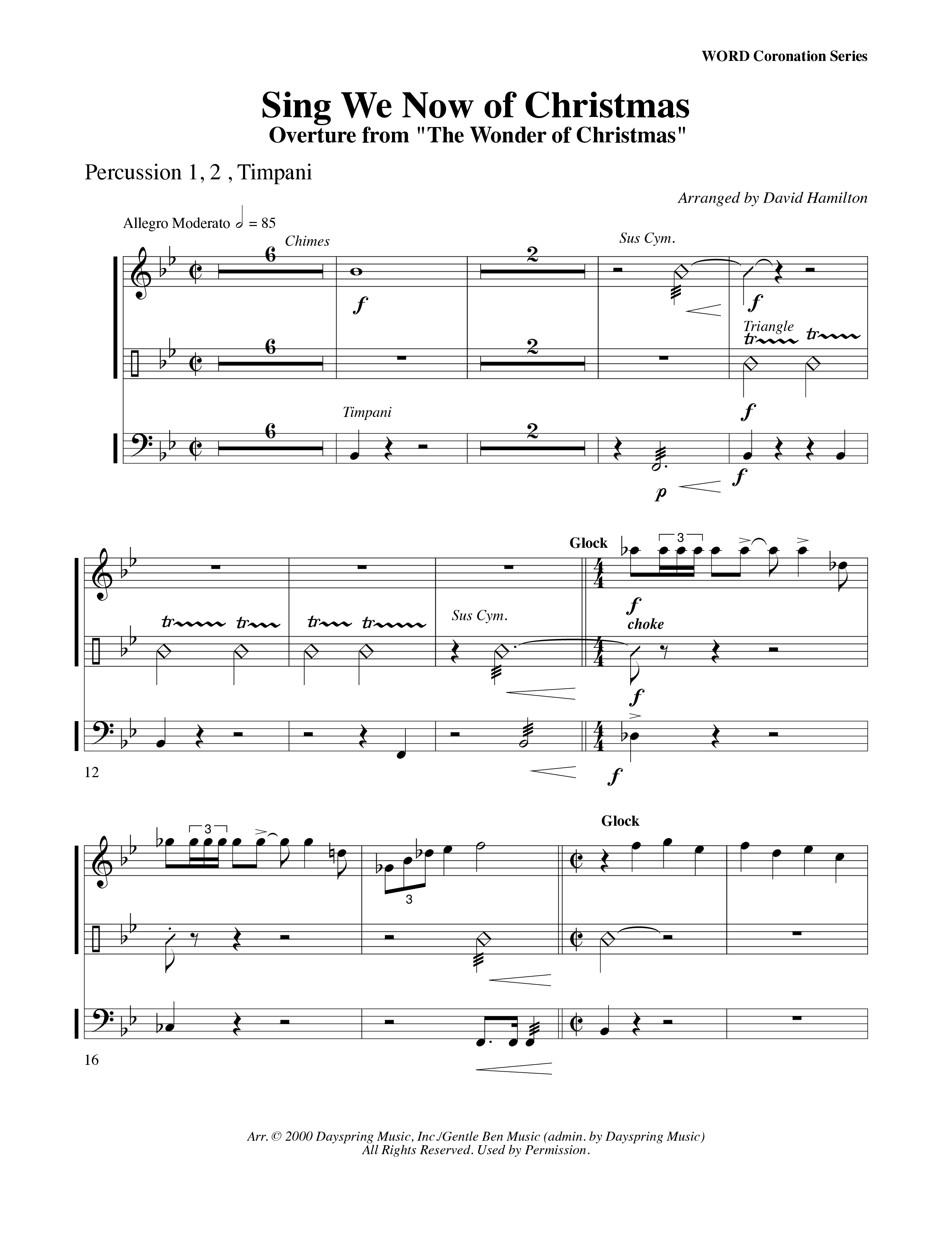 Sing We Now Of Christmas (Instrumental) Percussion (Word Music Choral / Arr. David Hamilton)