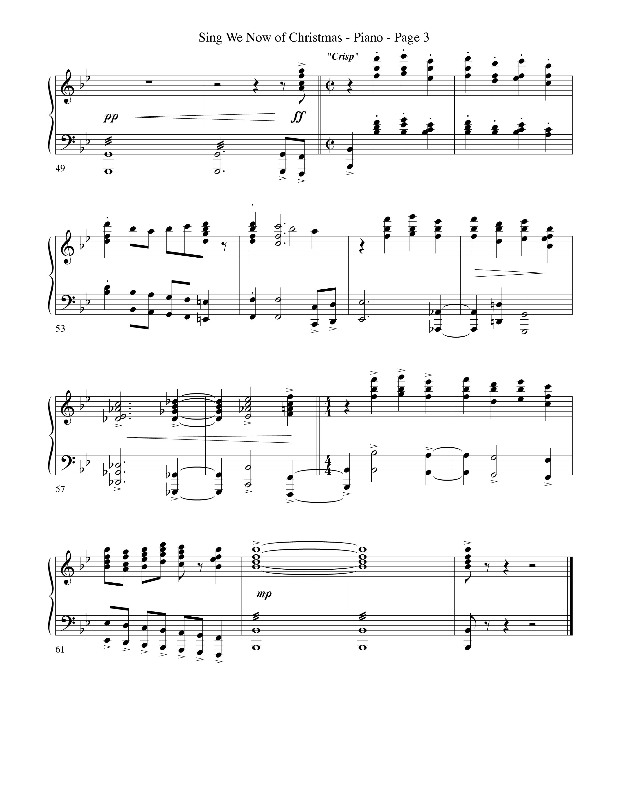 Sing We Now Of Christmas (Instrumental) Piano Sheet (Word Music Choral / Arr. David Hamilton)
