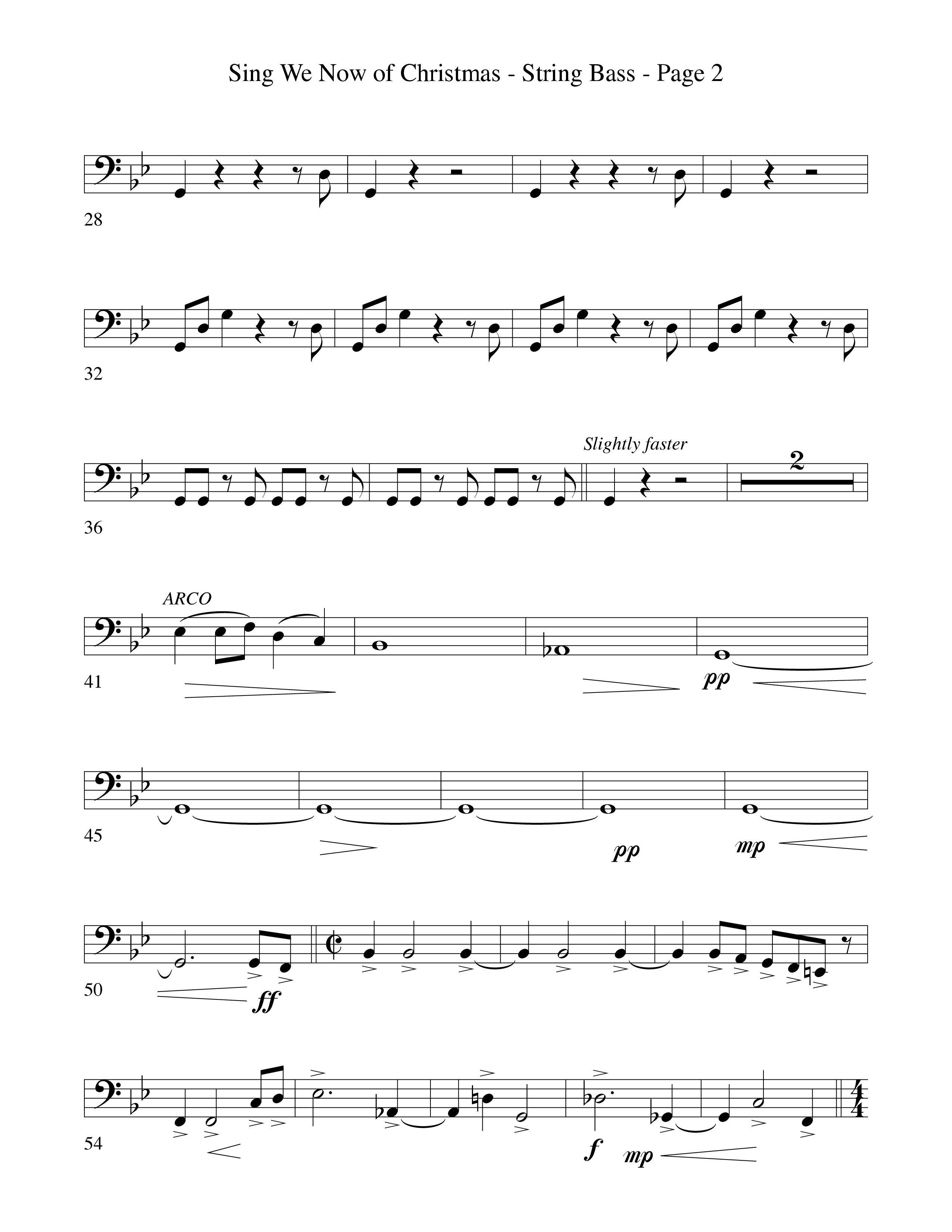 Sing We Now Of Christmas (Instrumental) String Bass (Word Music Choral / Arr. David Hamilton)
