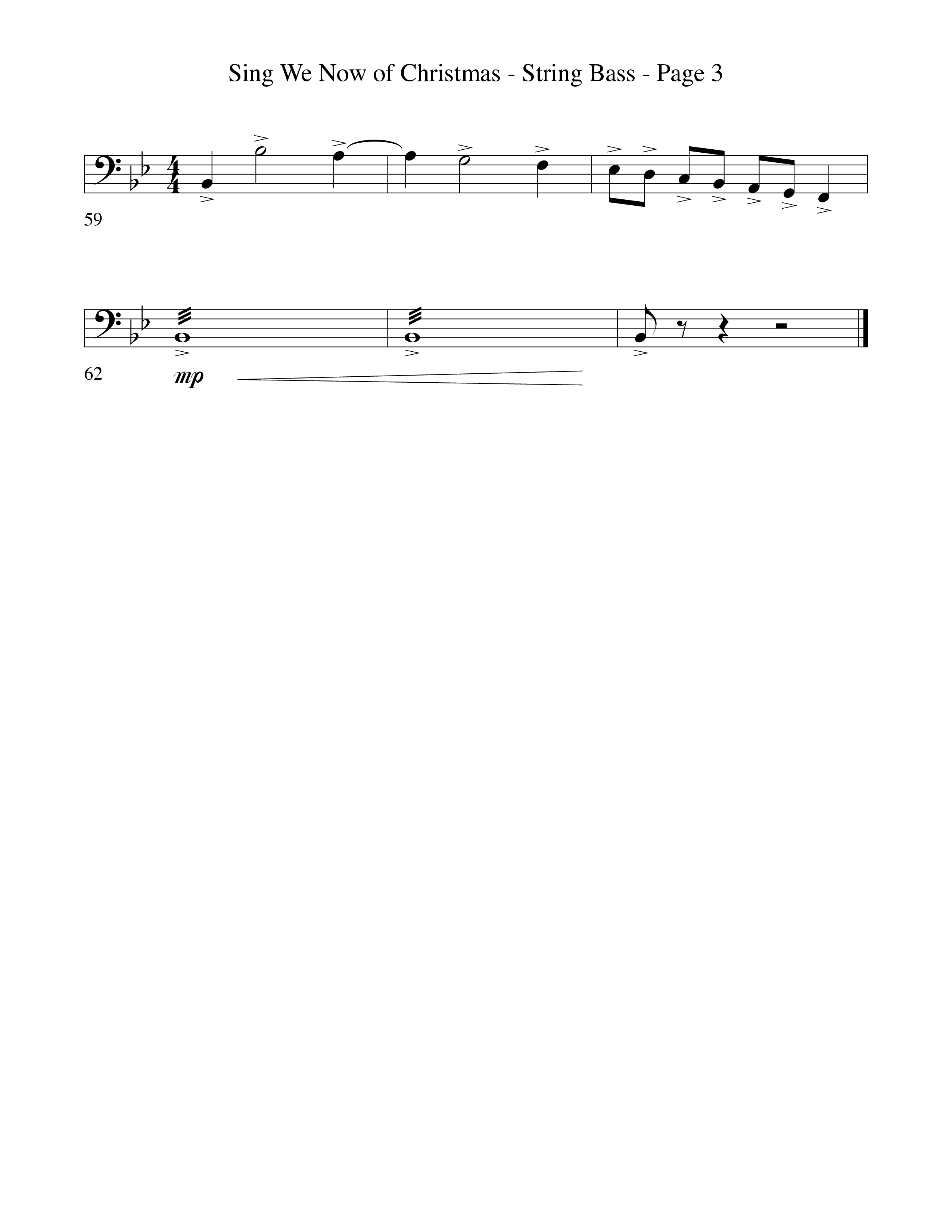 Sing We Now Of Christmas (Instrumental) String Bass (Word Music Choral / Arr. David Hamilton)