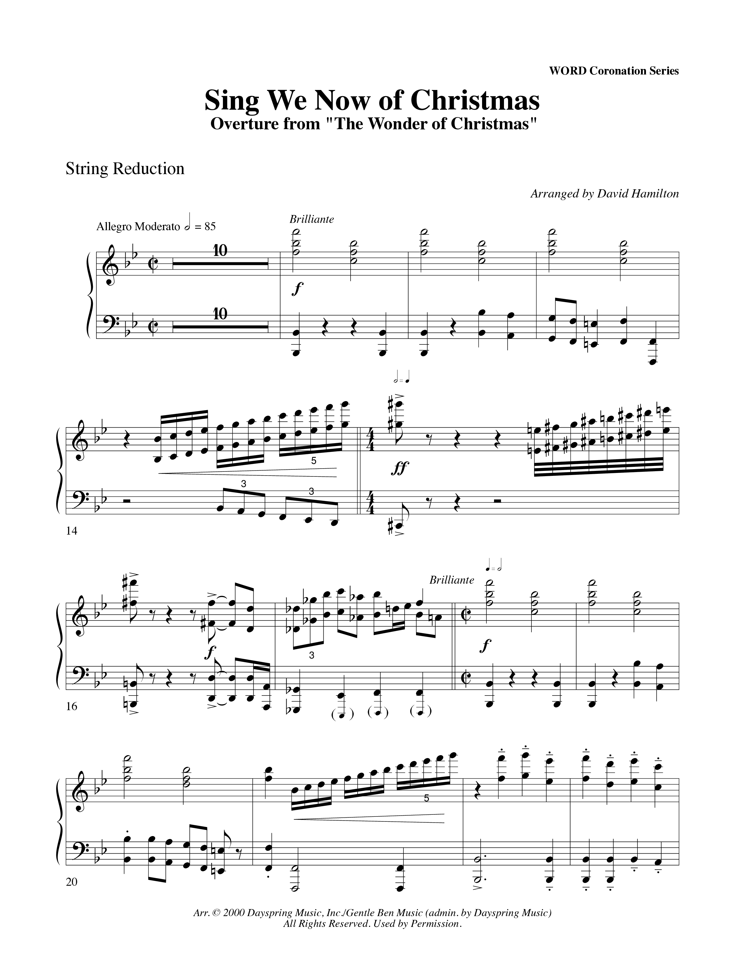 Sing We Now Of Christmas (Instrumental) String Reduction (Word Music Choral / Arr. David Hamilton)