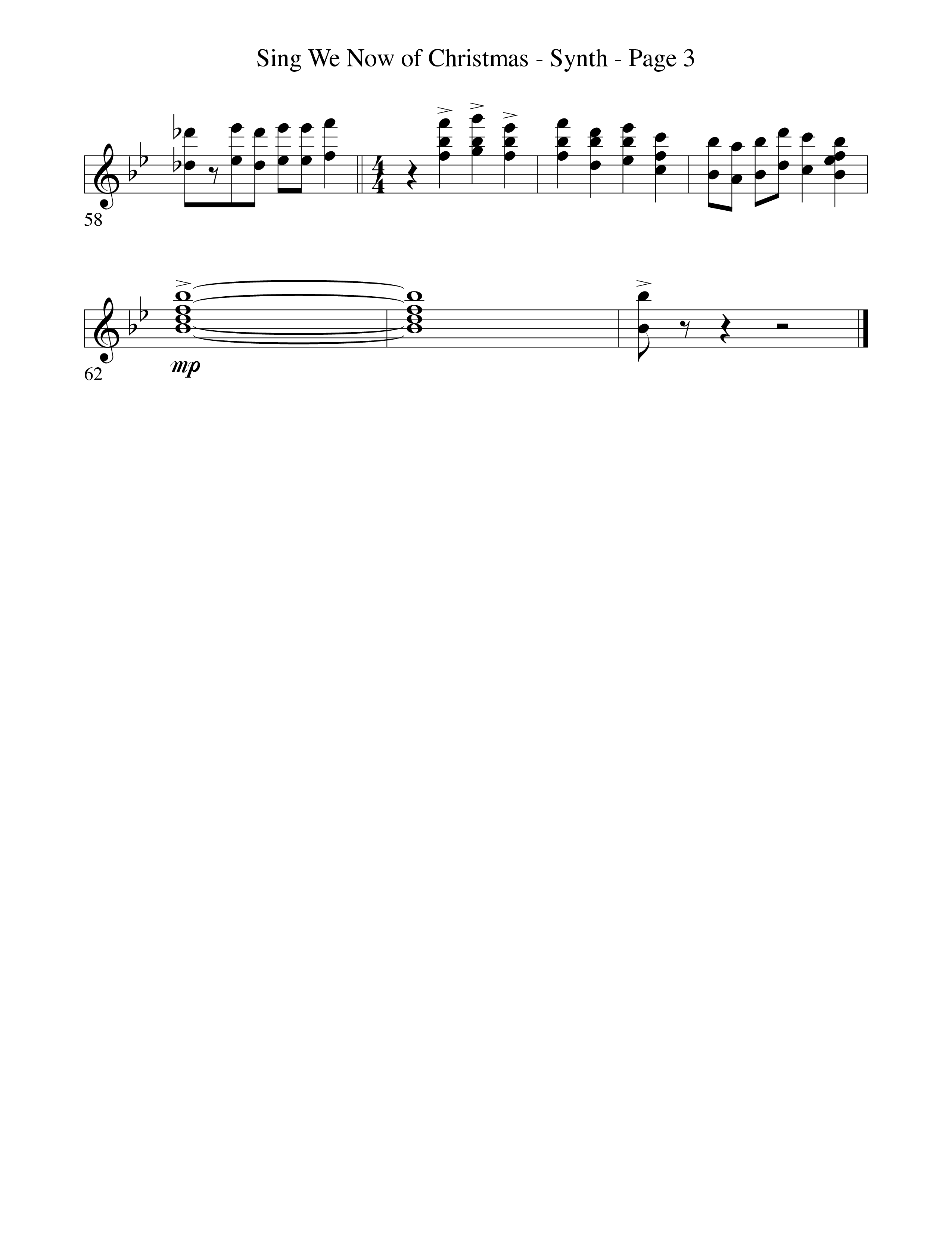 Sing We Now Of Christmas (Instrumental) Synth (Word Music Choral / Arr. David Hamilton)