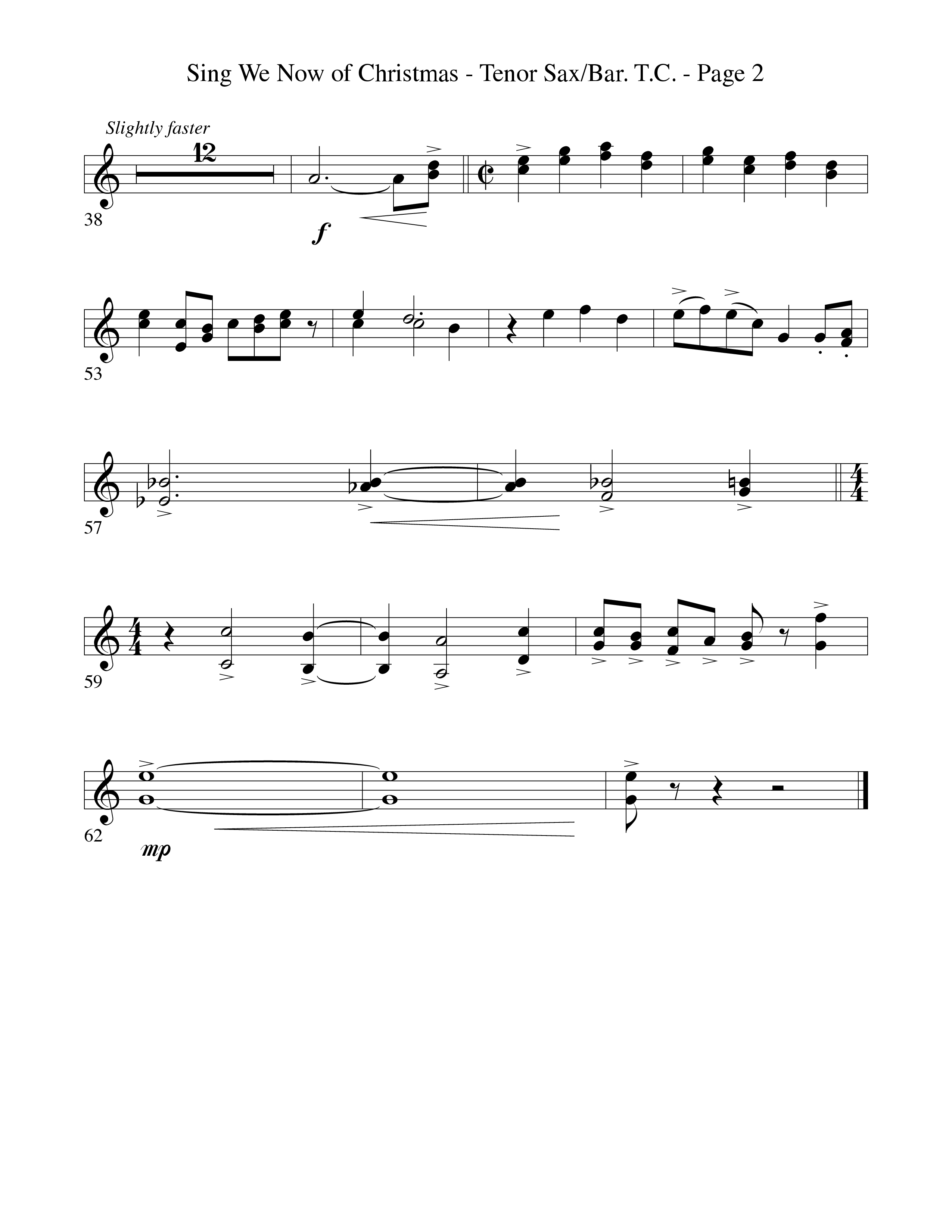 Sing We Now Of Christmas (Instrumental) Tenor Sax/Baritone T.C. (Word Music Choral / Arr. David Hamilton)