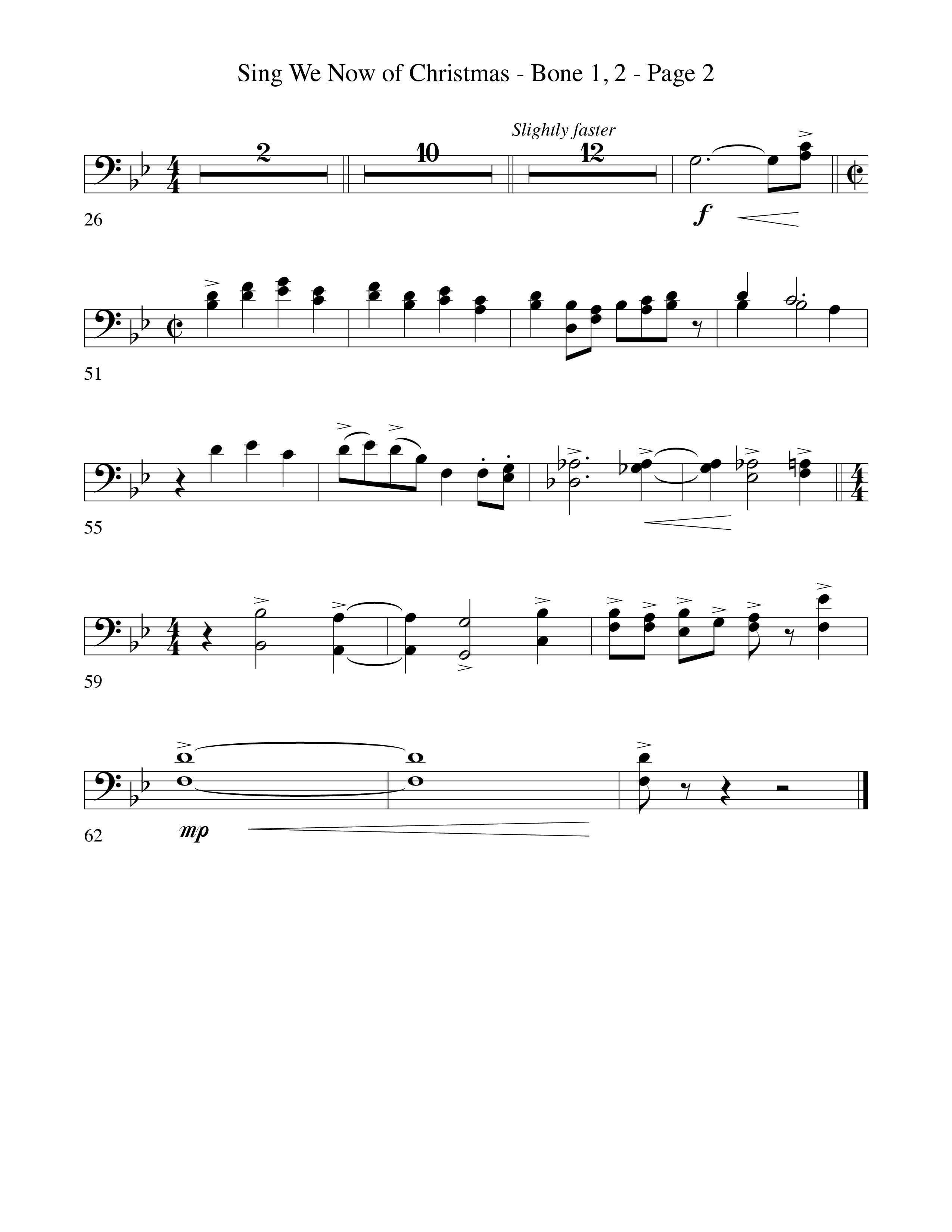 Sing We Now Of Christmas (Instrumental) Trombone 1/2 (Word Music Choral / Arr. David Hamilton)