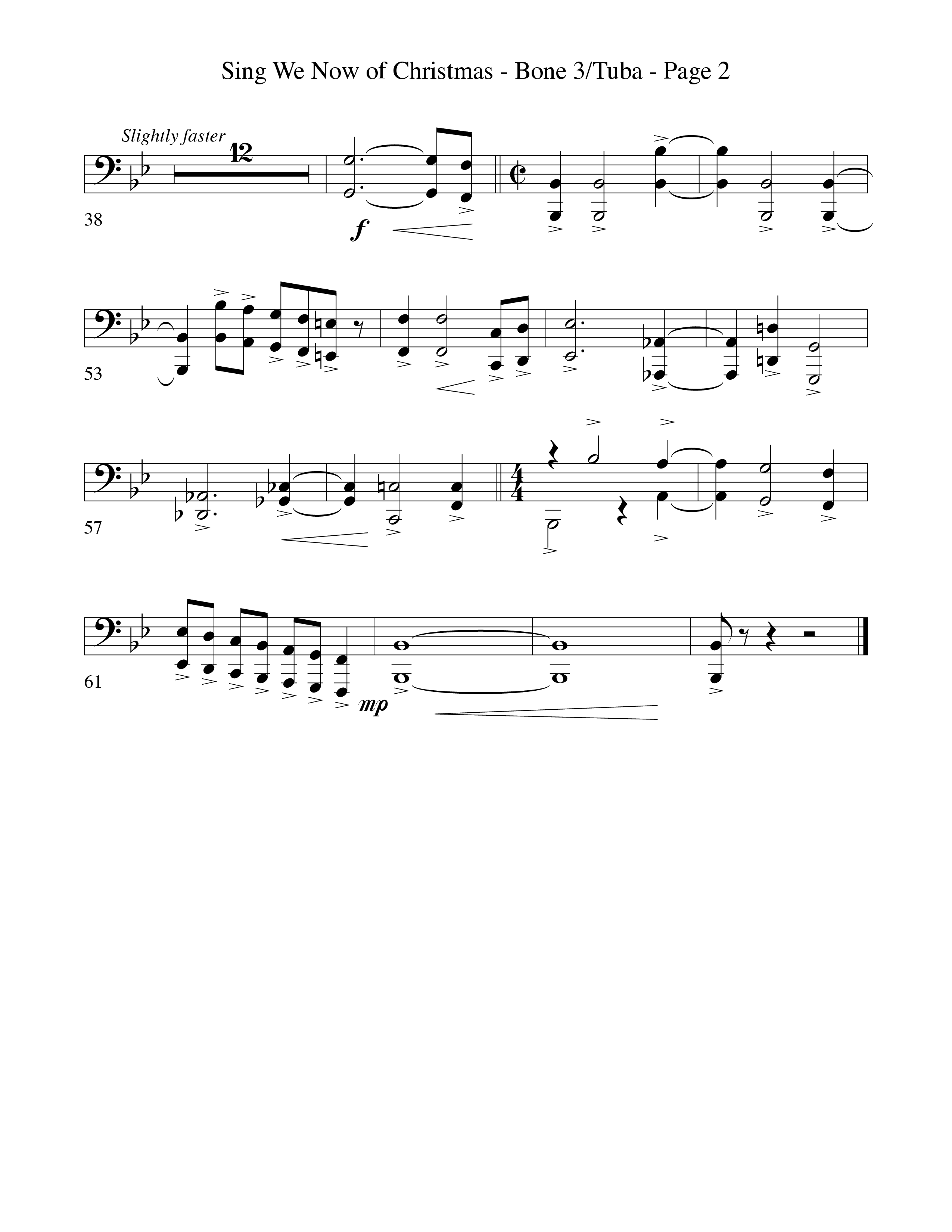 Sing We Now Of Christmas (Instrumental) Trombone 3/Tuba (Word Music Choral / Arr. David Hamilton)