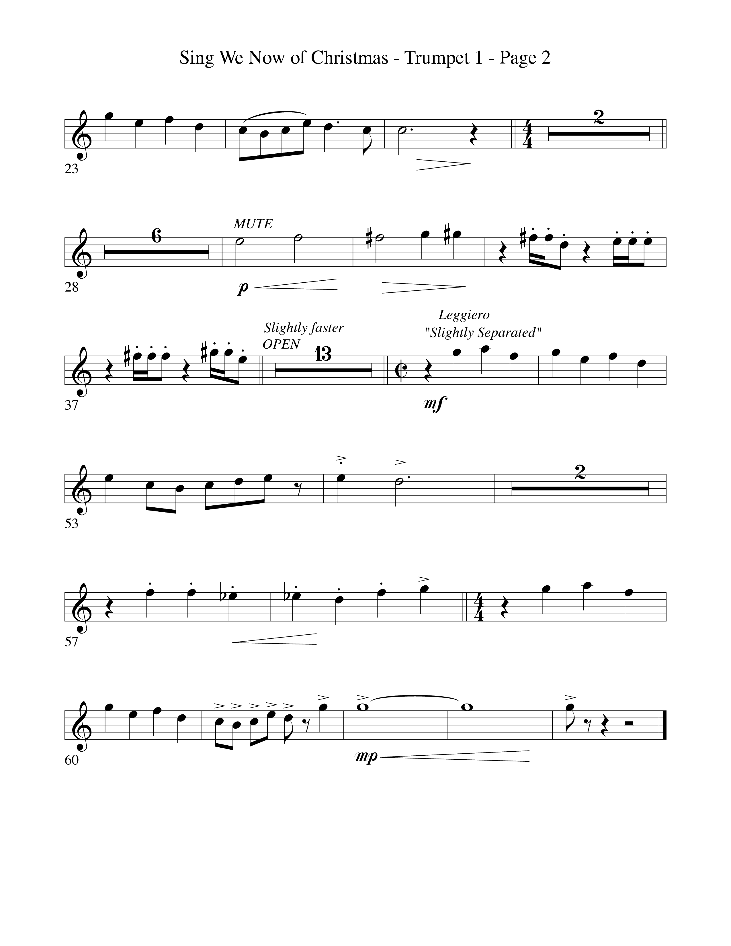 Sing We Now Of Christmas (Instrumental) Trumpet 1 (Word Music Choral / Arr. David Hamilton)