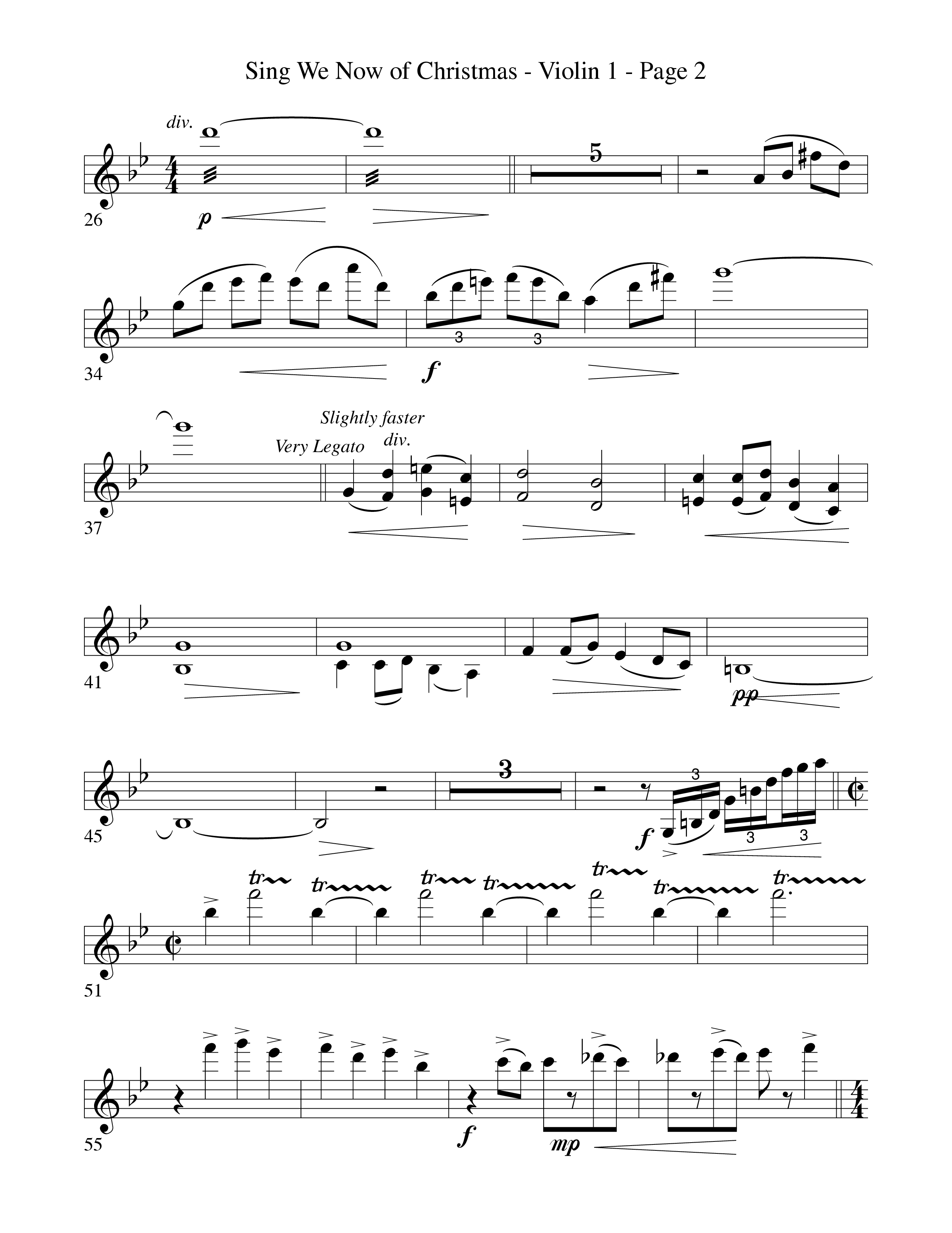 Sing We Now Of Christmas (Instrumental) Violin 1 (Word Music Choral / Arr. David Hamilton)