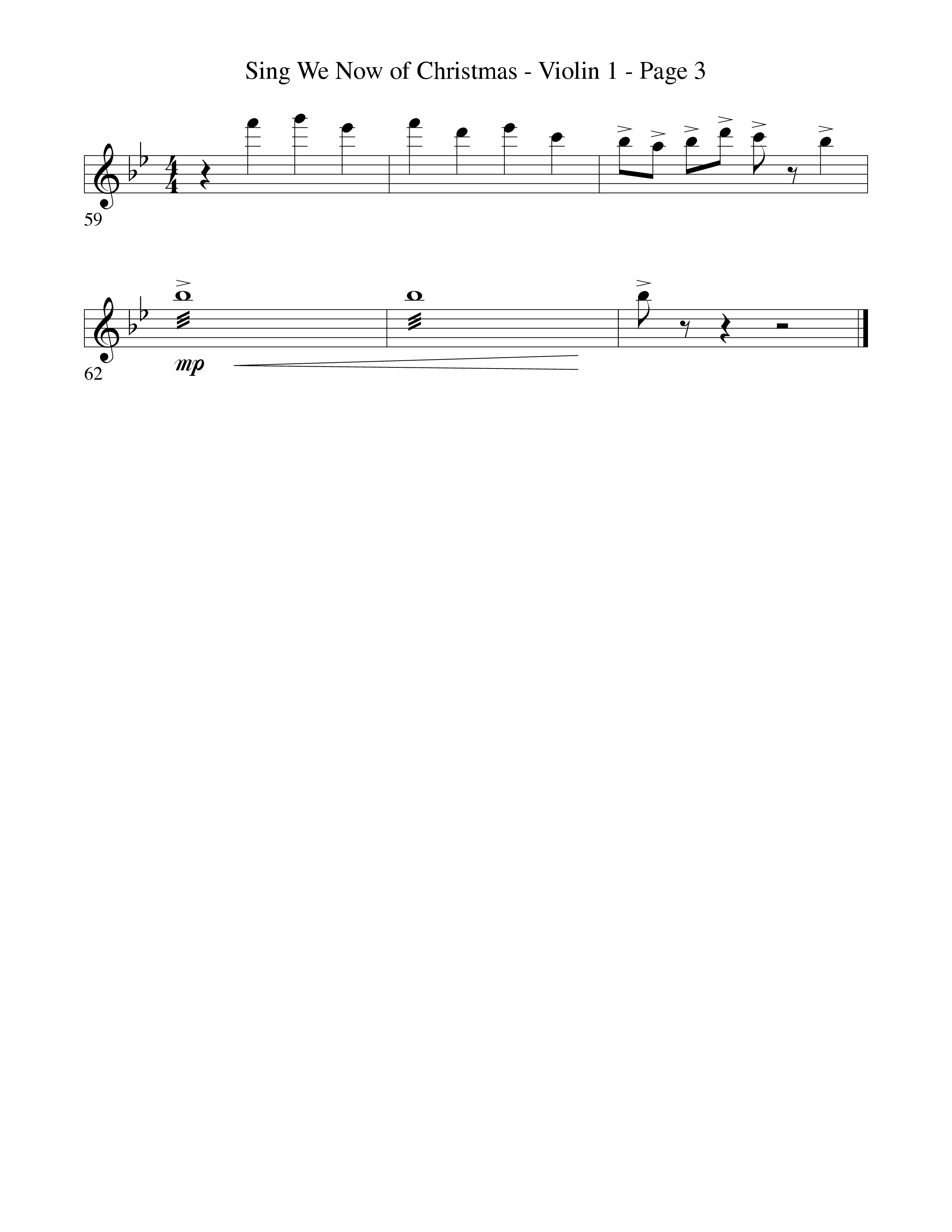 Sing We Now Of Christmas (Instrumental) Violin 1 (Word Music Choral / Arr. David Hamilton)