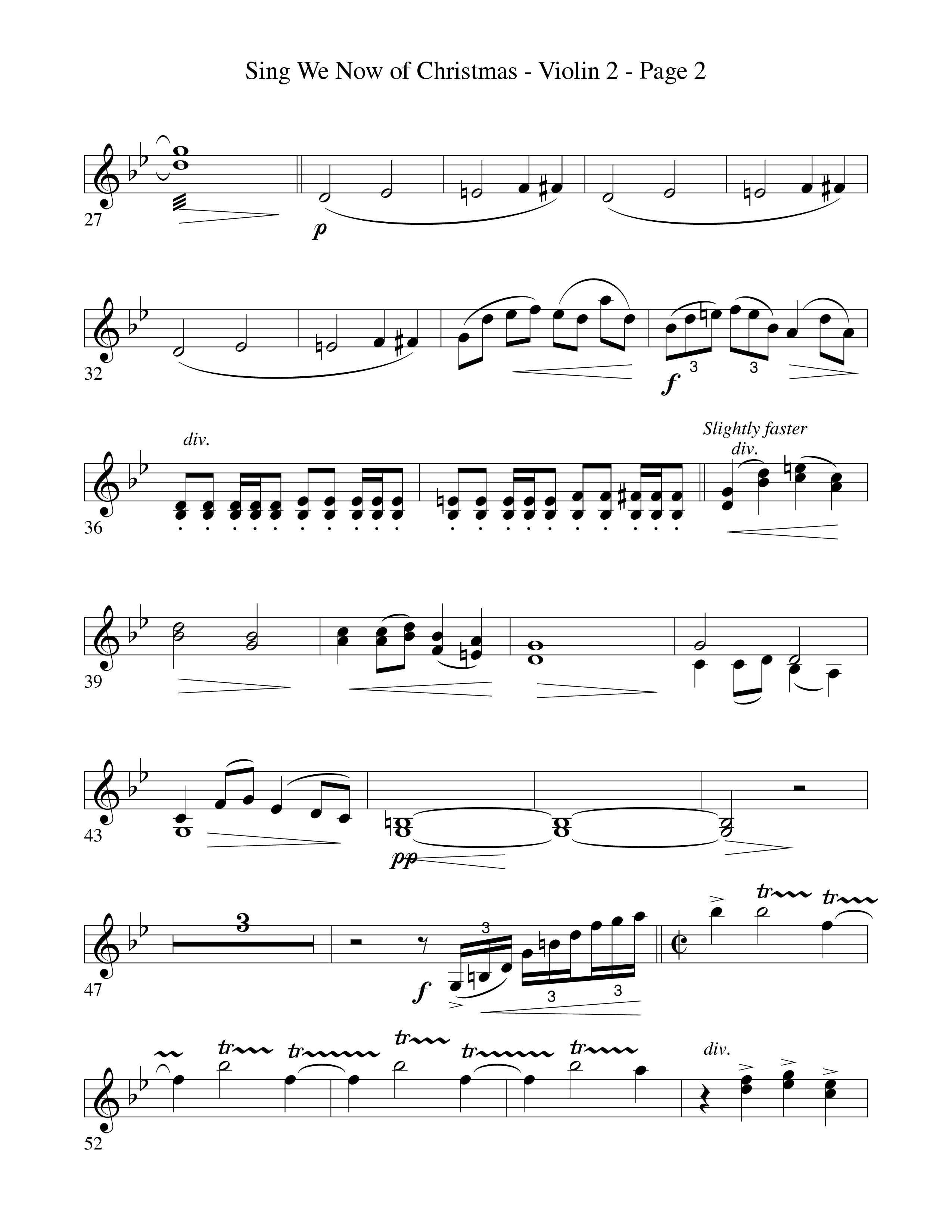 Sing We Now Of Christmas (Instrumental) Violin 2 (Word Music Choral / Arr. David Hamilton)