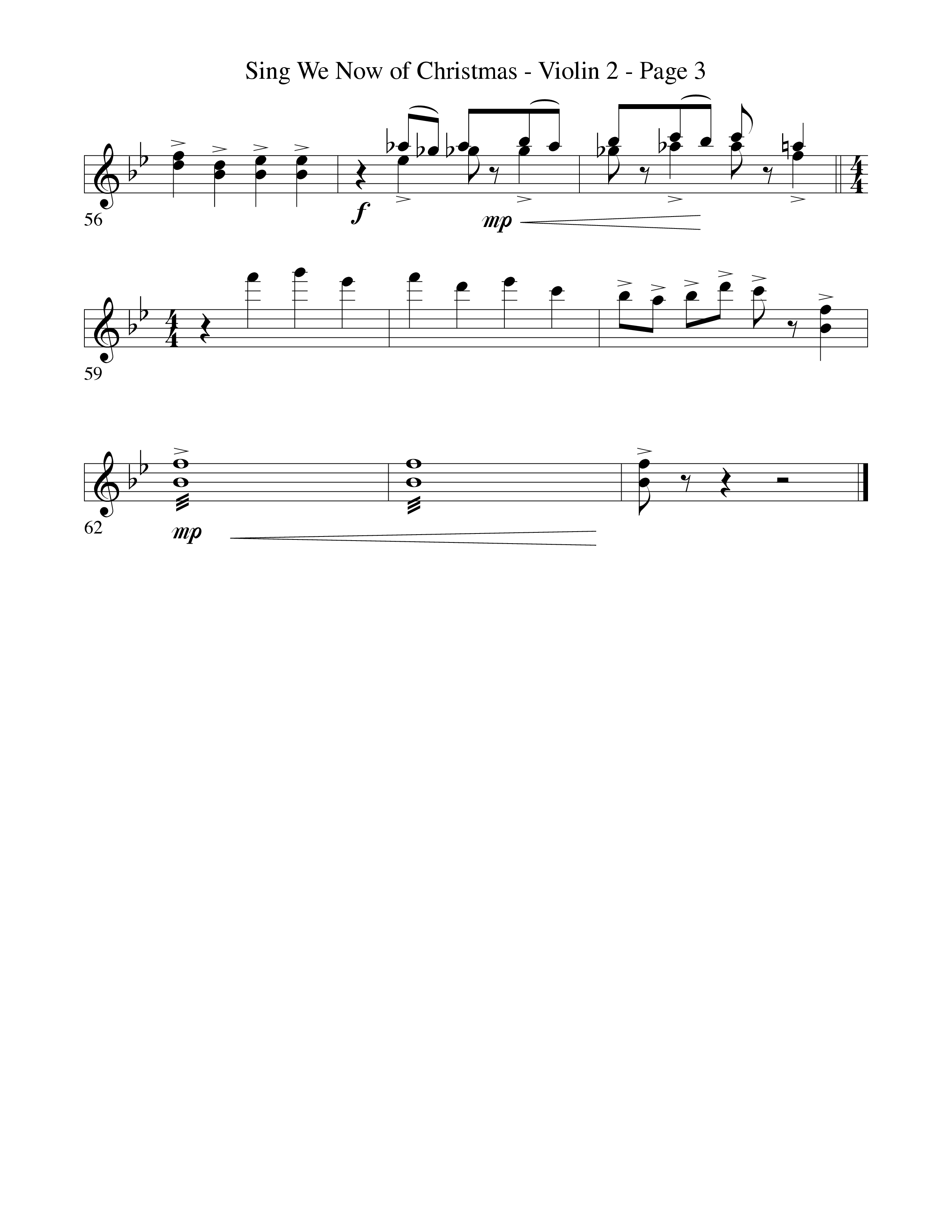 Sing We Now Of Christmas (Instrumental) Violin 2 (Word Music Choral / Arr. David Hamilton)