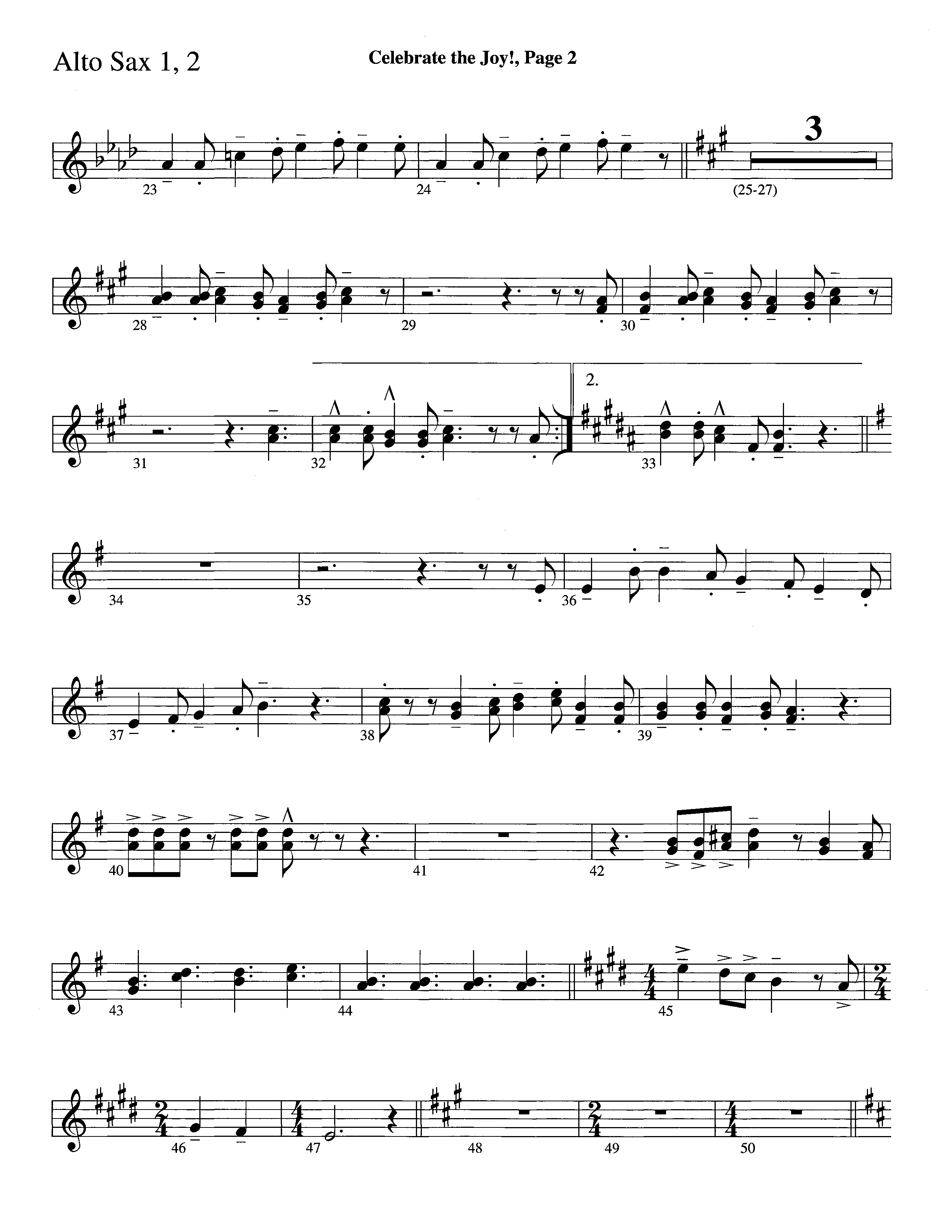 Celebrate The Joy (Instrumental) Alto Sax 1/2 (Word Music Choral / Arr. David Clydesdale)
