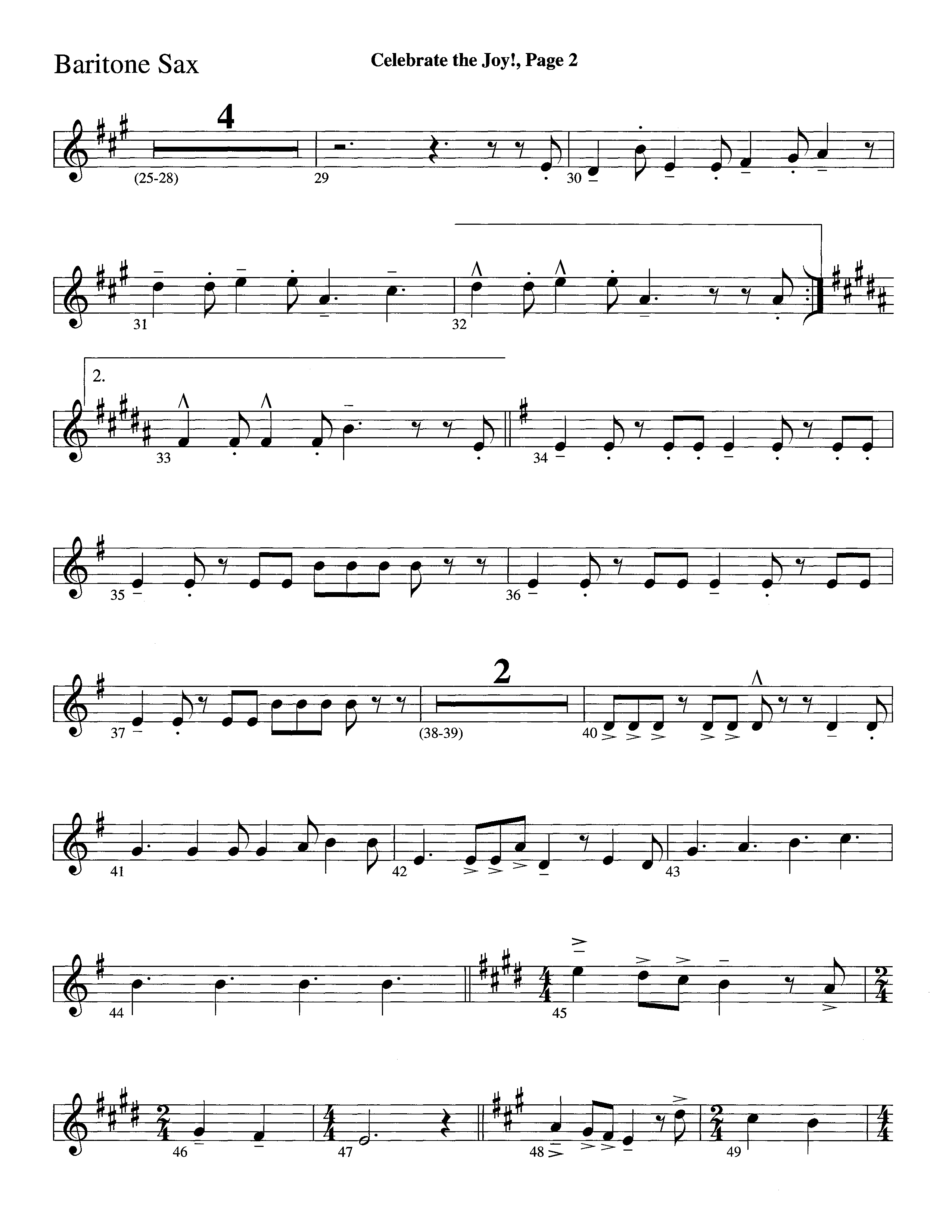 Celebrate The Joy (Instrumental) Bari Sax (Word Music Choral / Arr. David Clydesdale)