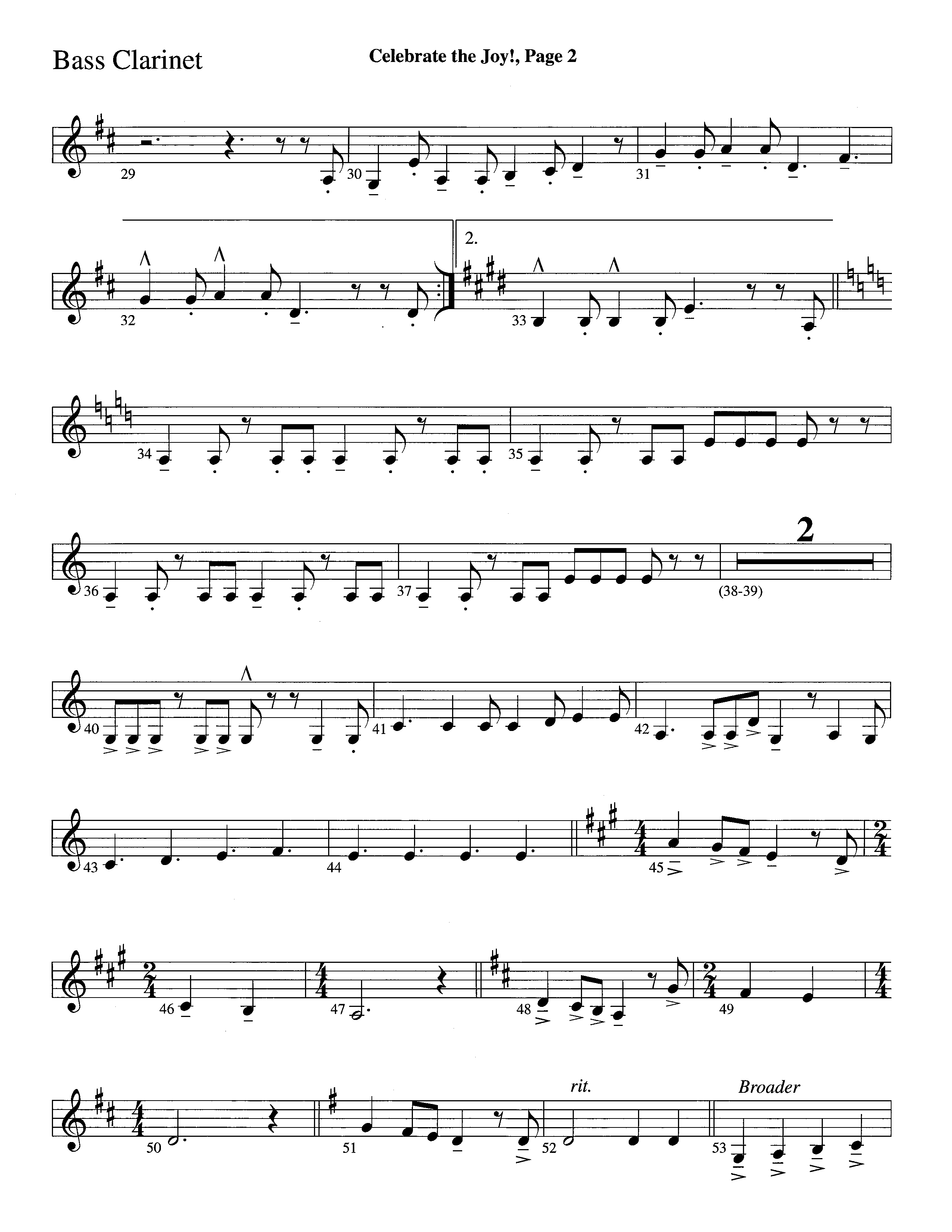 Celebrate The Joy (Instrumental) Bass Clarinet (Word Music Choral / Arr. David Clydesdale)