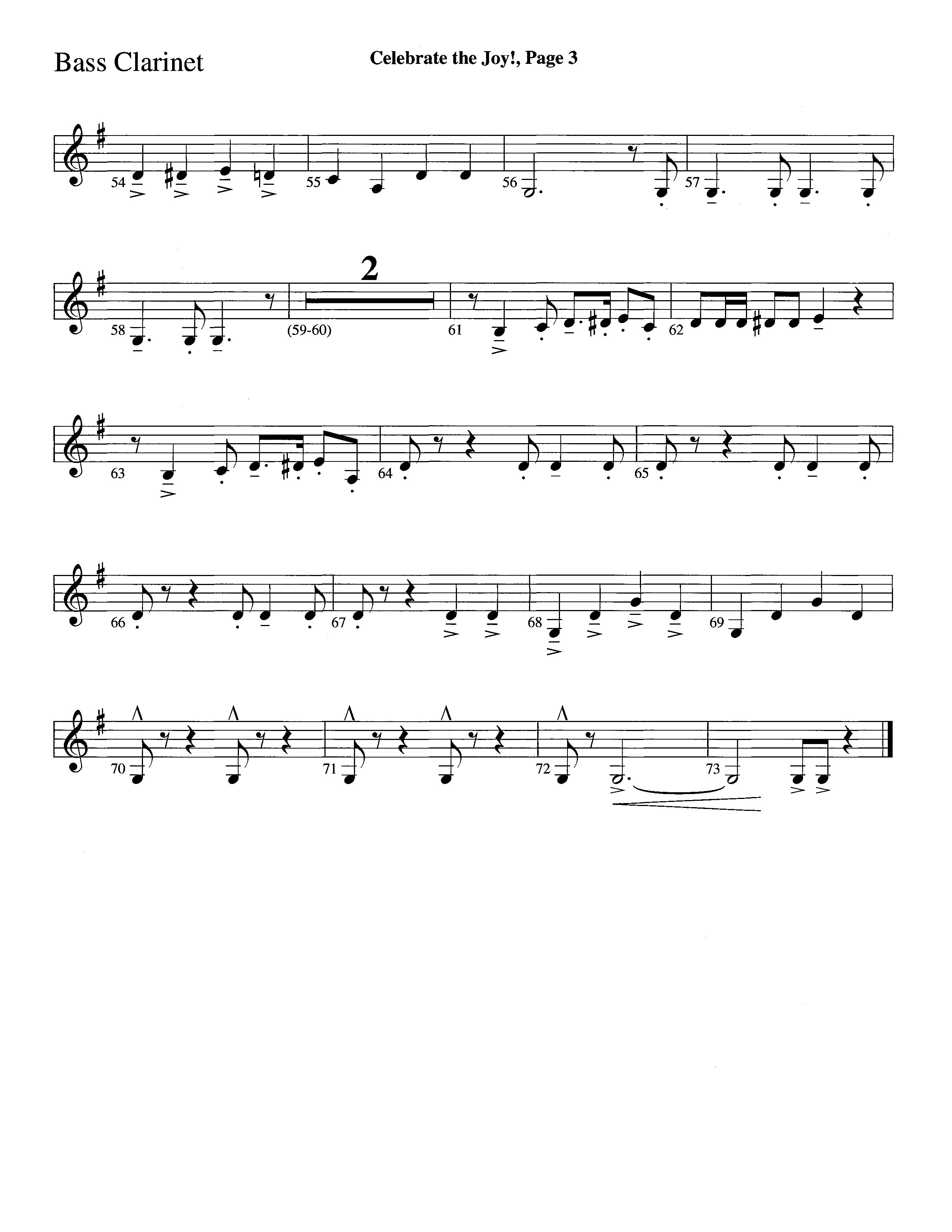 Celebrate The Joy (Instrumental) Bass Clarinet (Word Music Choral / Arr. David Clydesdale)