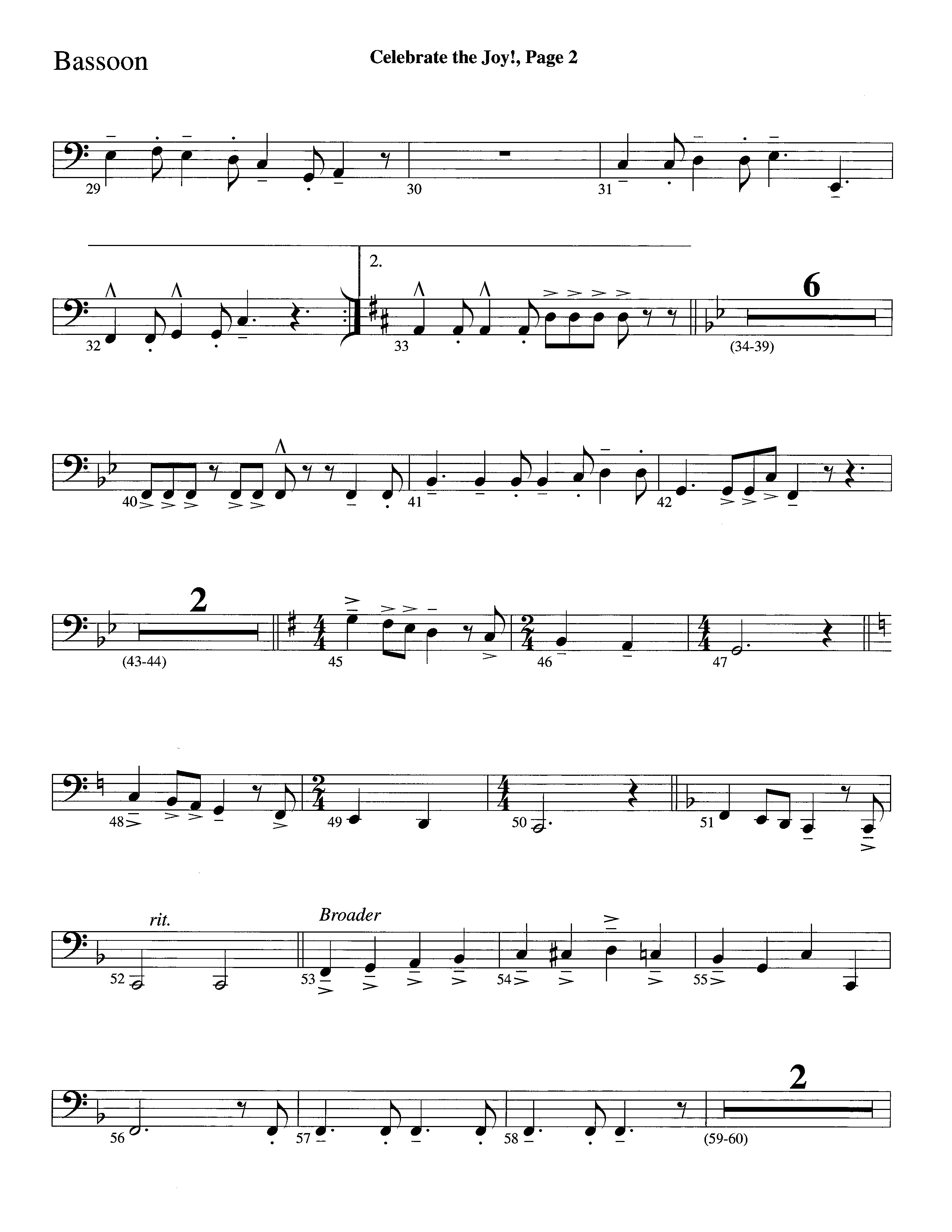 Celebrate The Joy (Instrumental) Bassoon (Word Music Choral / Arr. David Clydesdale)