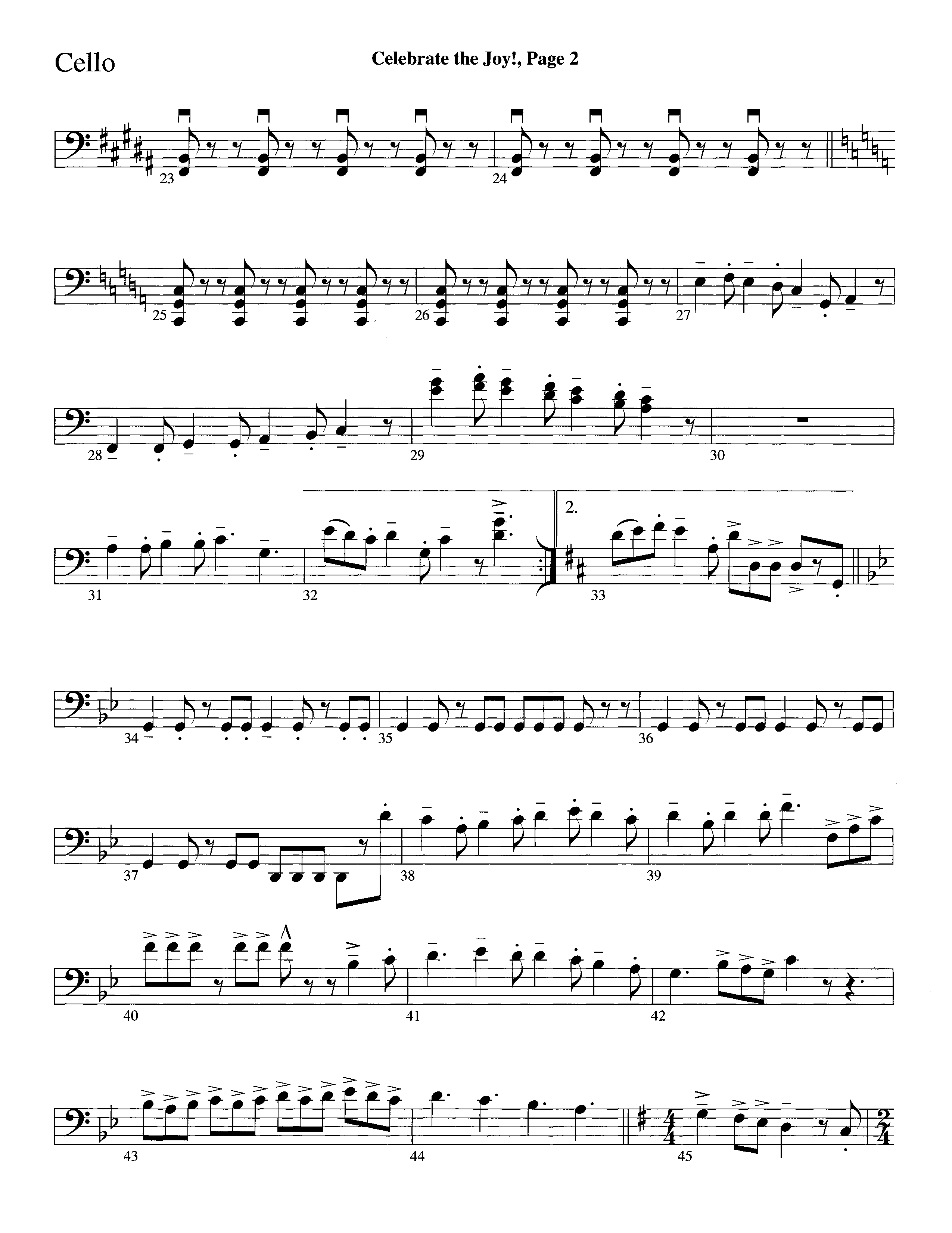Celebrate The Joy (Instrumental) Cello (Word Music Choral / Arr. David Clydesdale)