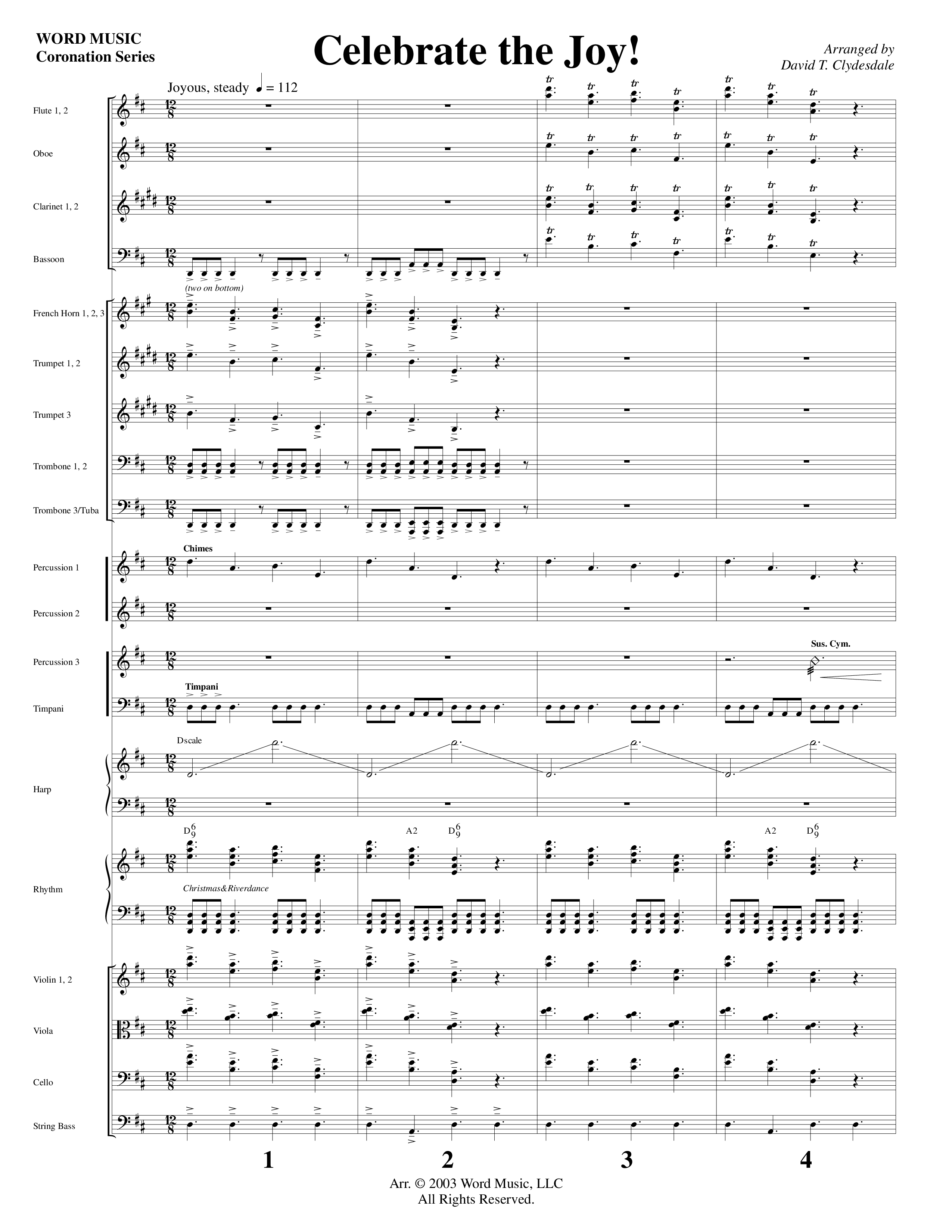 Celebrate The Joy (Instrumental) Orchestration (Word Music Choral / Arr. David Clydesdale)