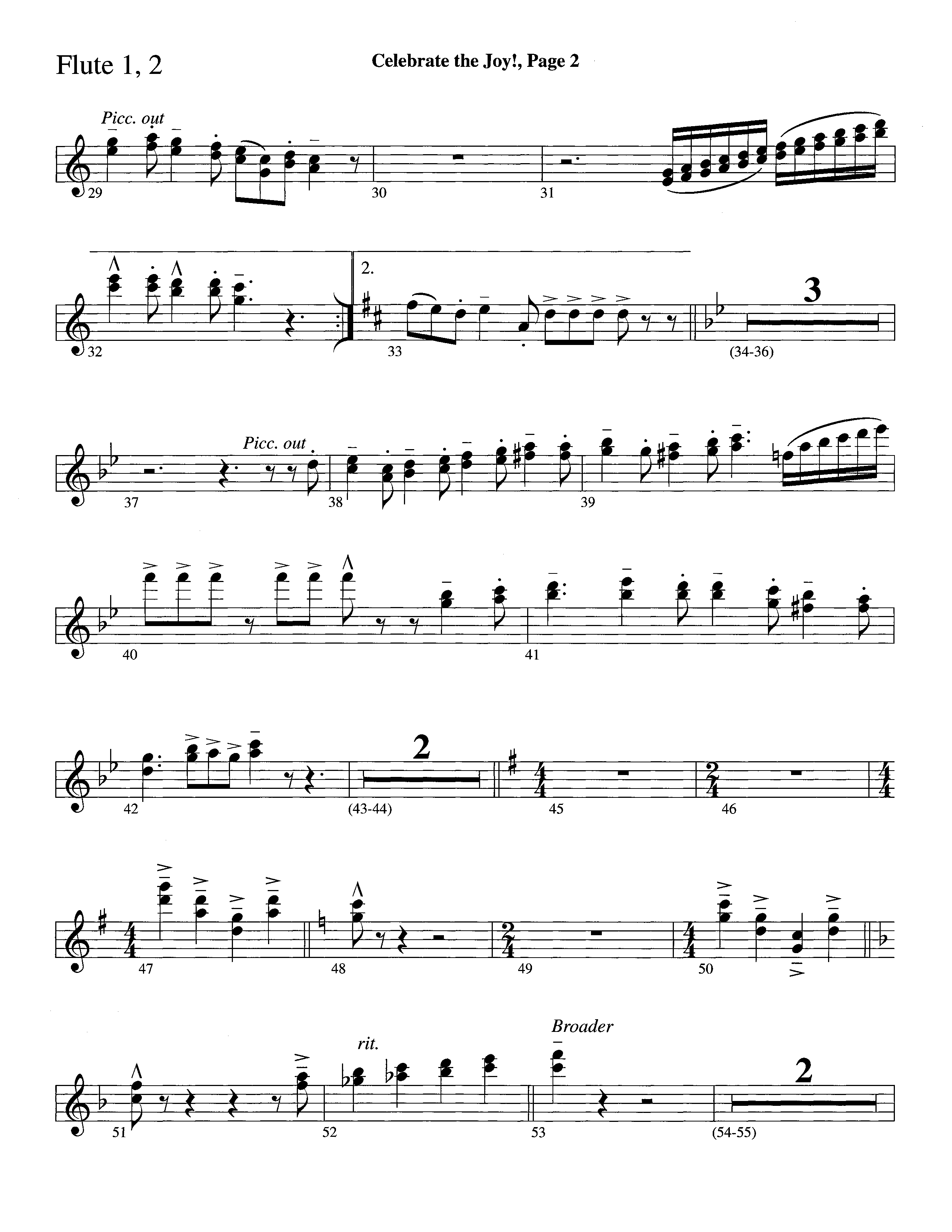 Celebrate The Joy (Instrumental) Flute 1/2 (Word Music Choral / Arr. David Clydesdale)