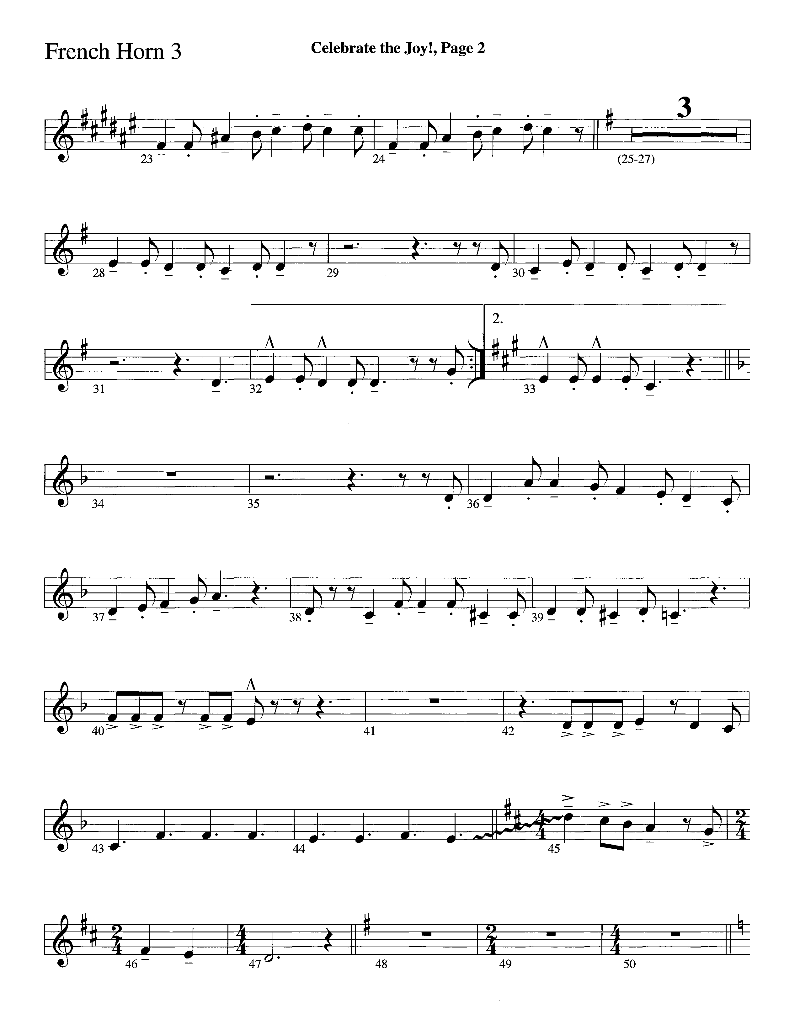 Celebrate The Joy (Instrumental) French Horn 3 (Word Music Choral / Arr. David Clydesdale)