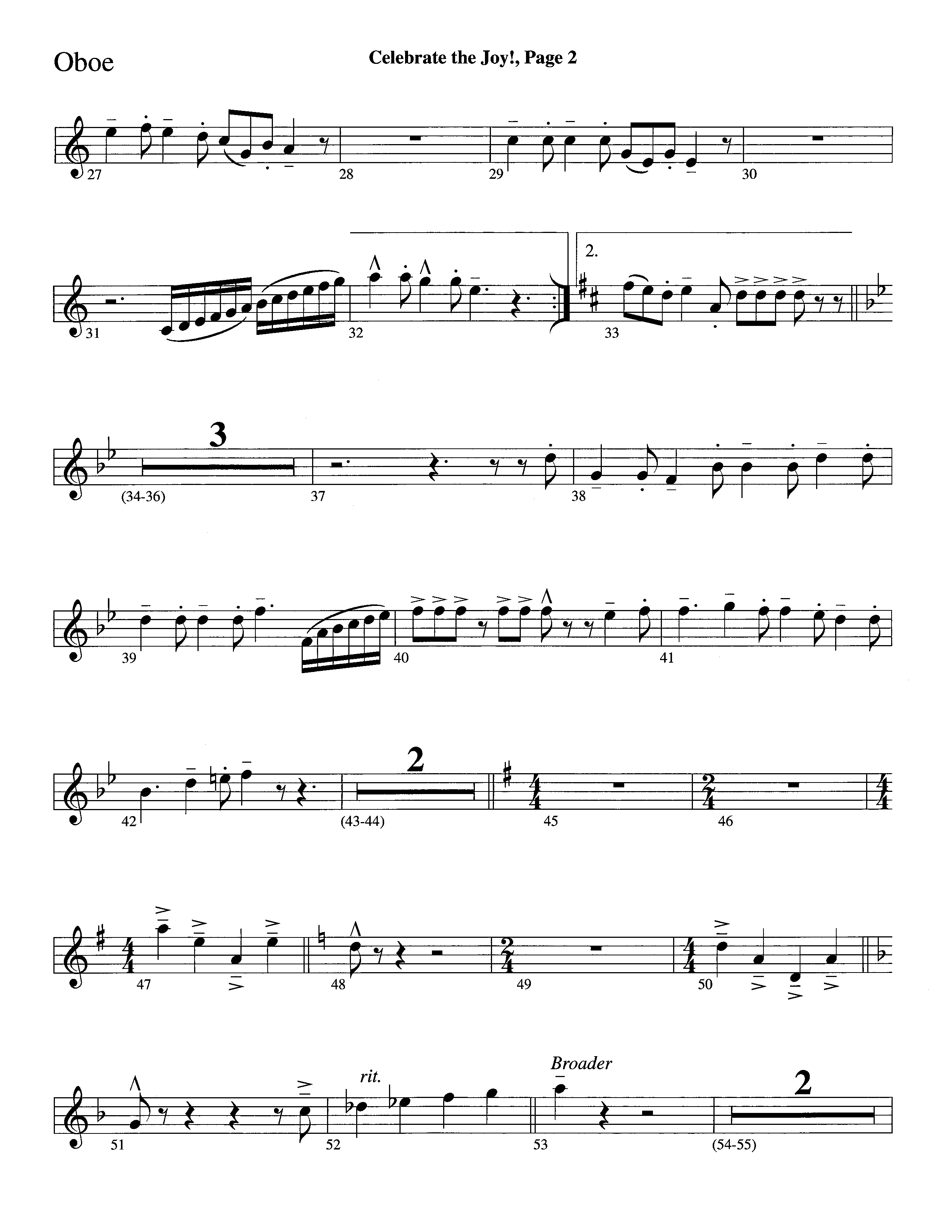 Celebrate The Joy (Instrumental) Oboe (Word Music Choral / Arr. David Clydesdale)