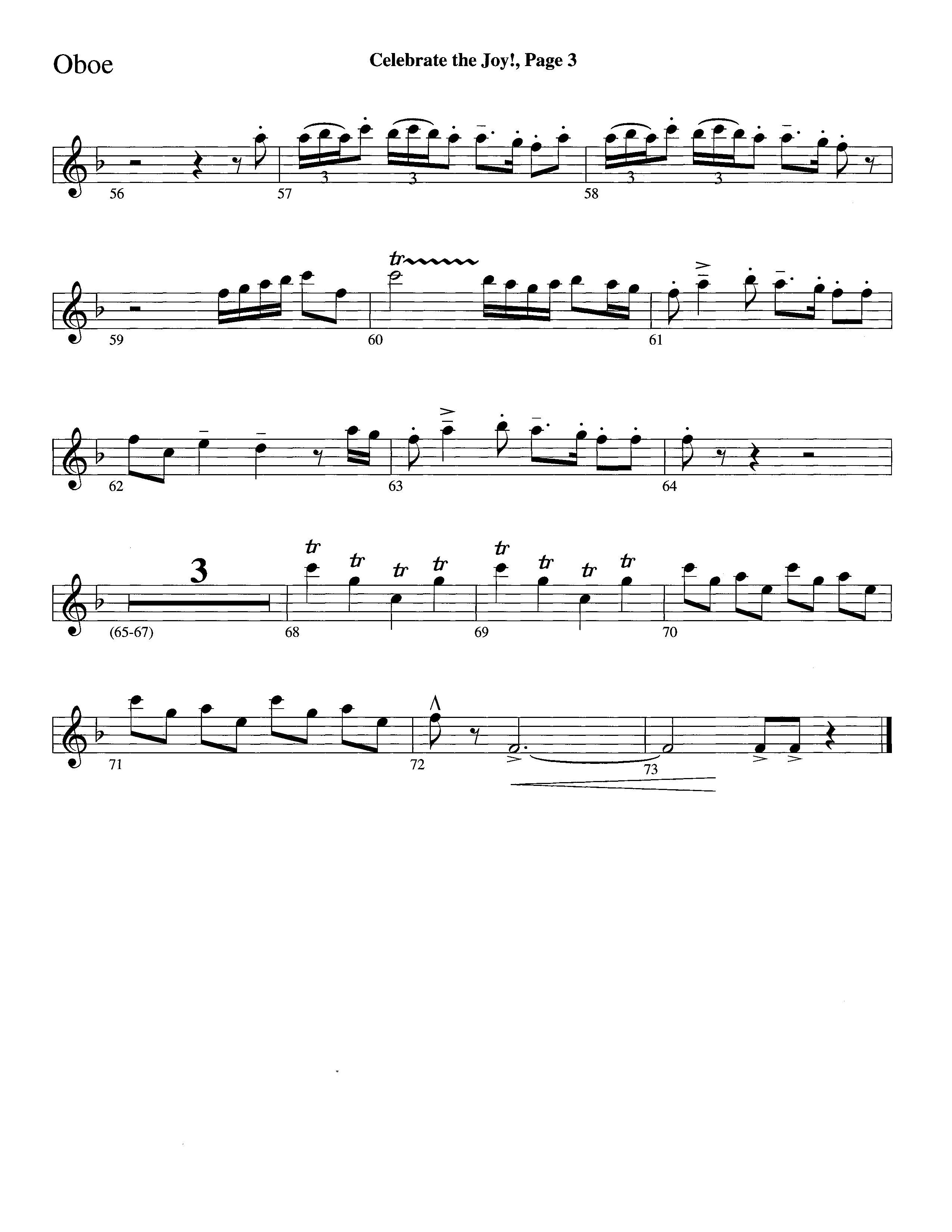 Celebrate The Joy (Instrumental) Oboe (Word Music Choral / Arr. David Clydesdale)