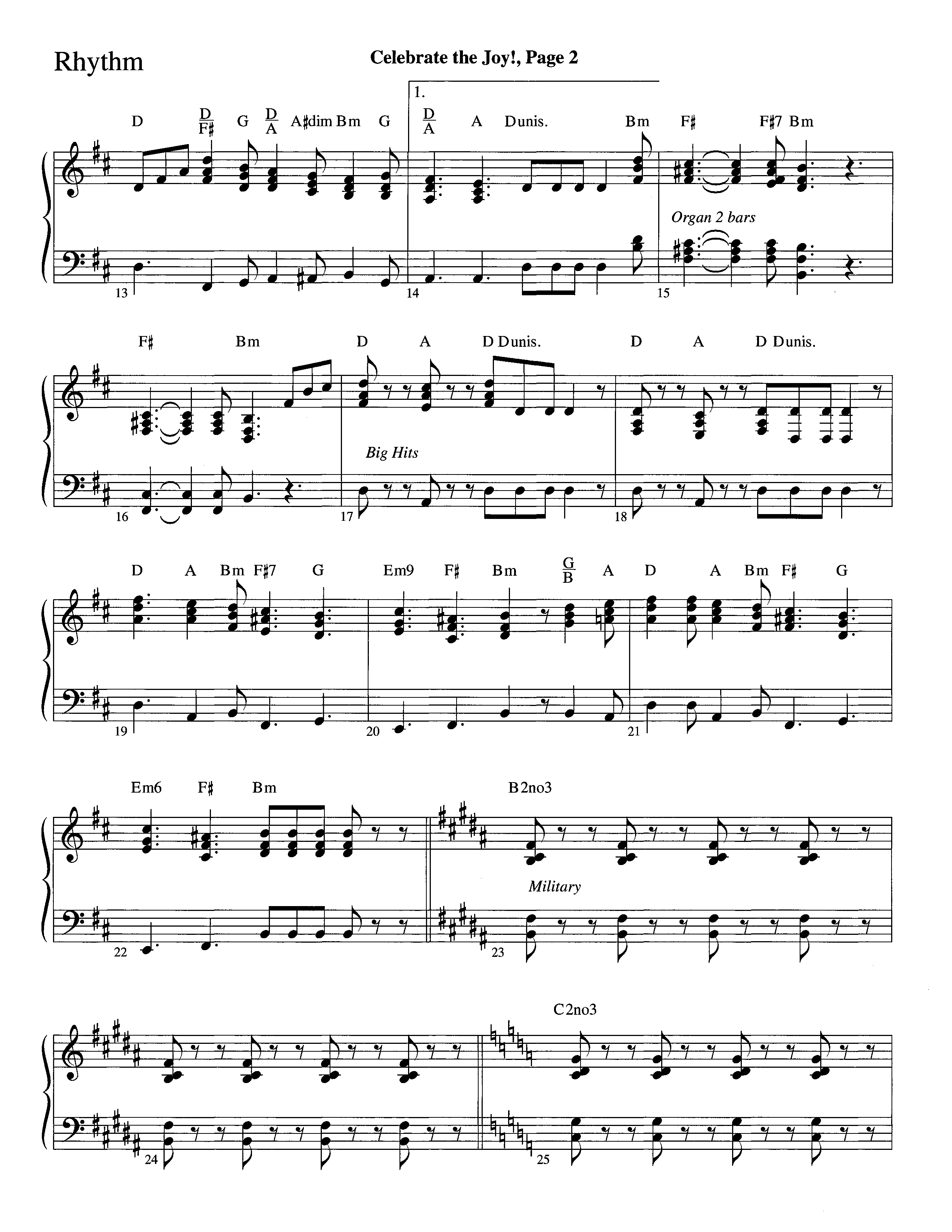 Celebrate The Joy (Instrumental) Rhythm Chart (Word Music Choral / Arr. David Clydesdale)