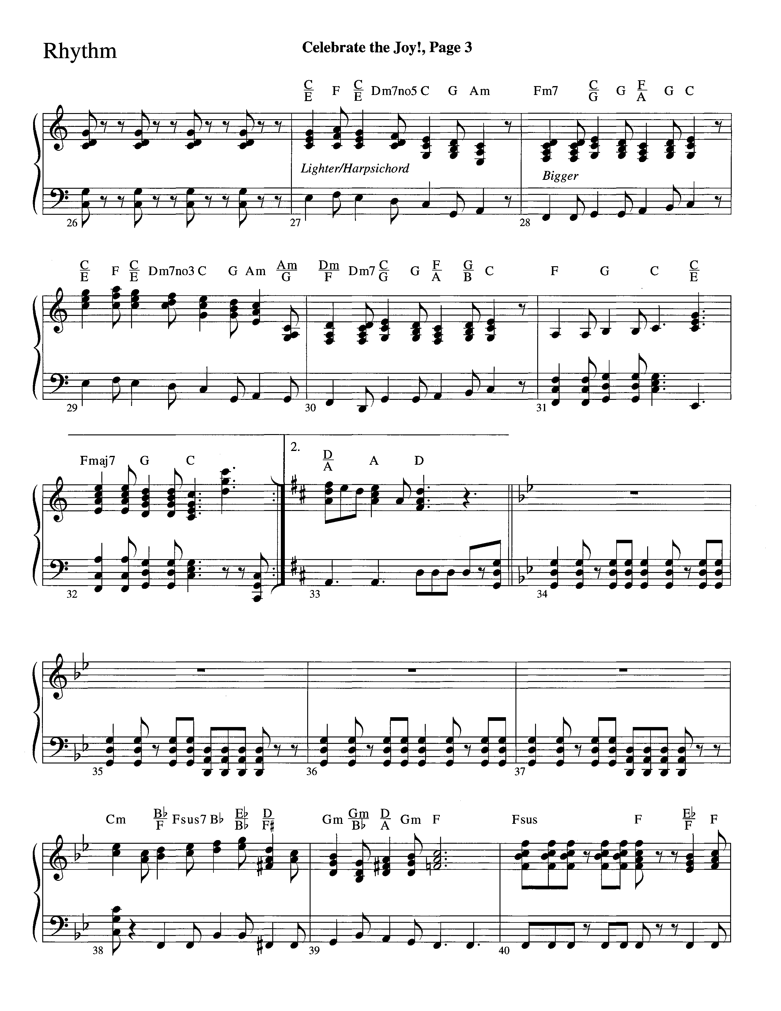 Celebrate The Joy (Instrumental) Rhythm Chart (Word Music Choral / Arr. David Clydesdale)