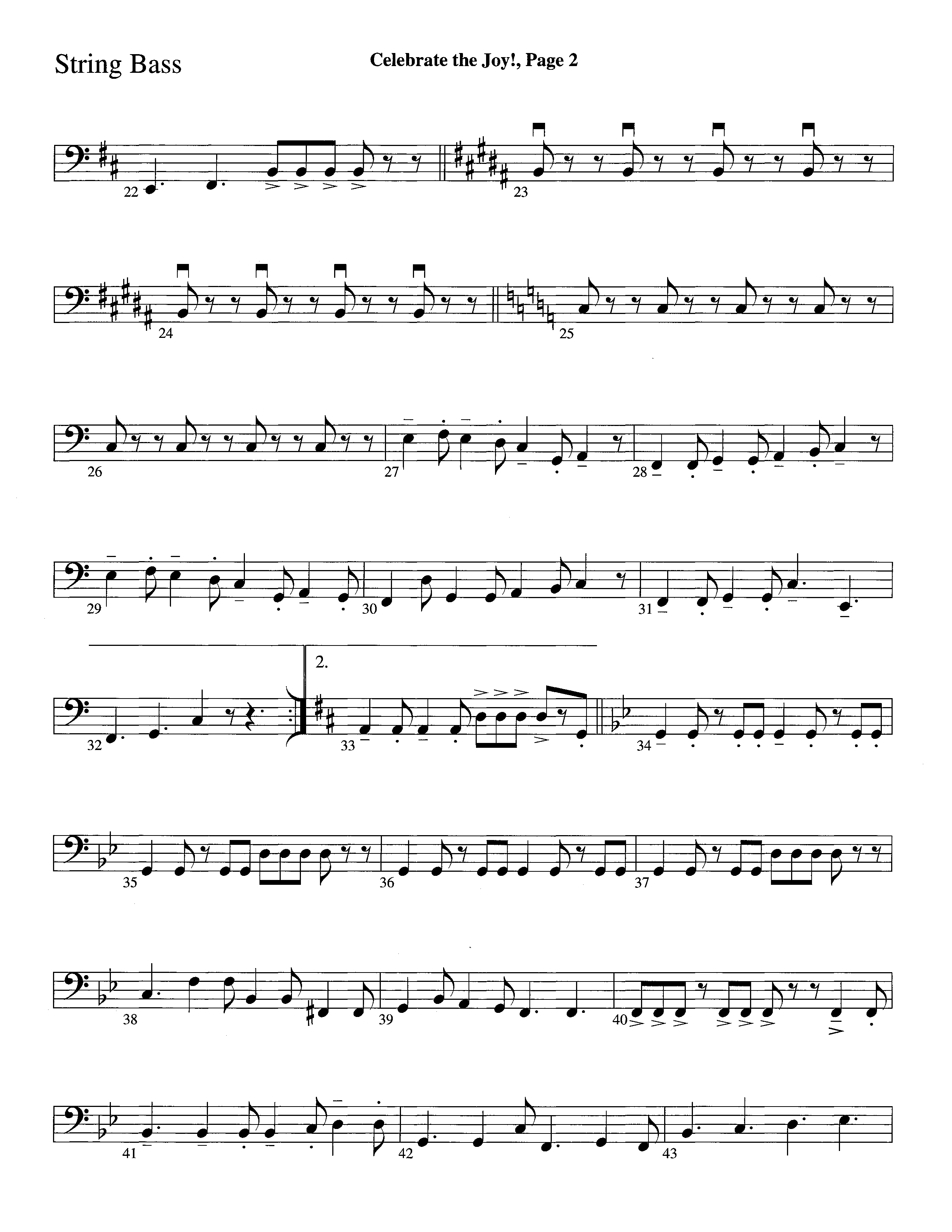 Celebrate The Joy (Instrumental) String Bass (Word Music Choral / Arr. David Clydesdale)